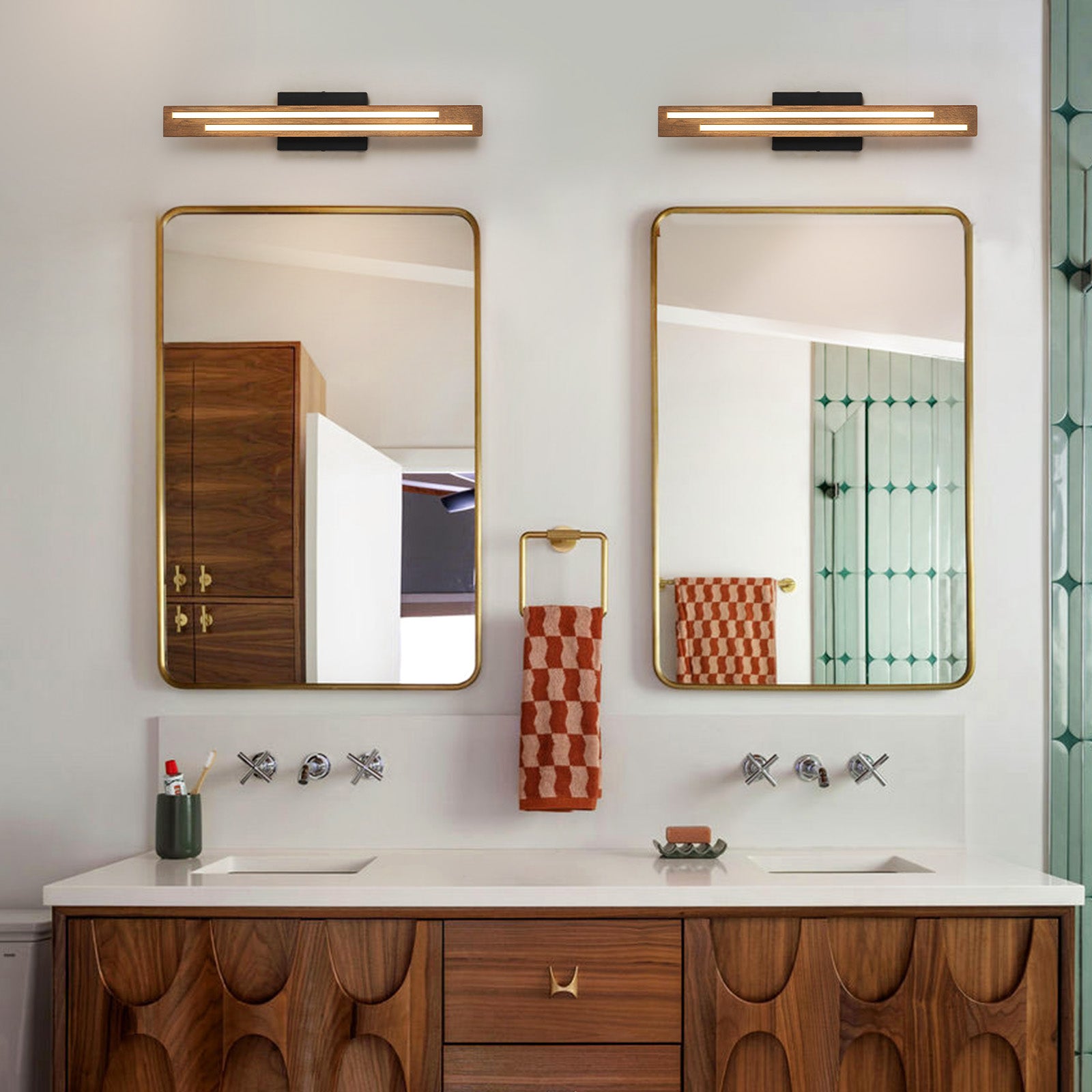 Glowlings 1/2-Light Modern Linear Wooden Indoor LED Wall Sconce