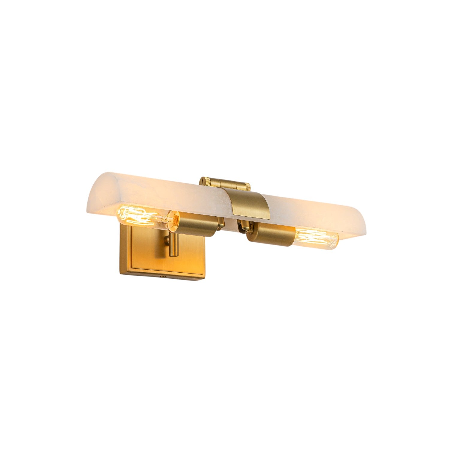 Glowlings 2-Light Modern Luxury Natural Texture Alabaster Wall Sconce Brushed Brass Picture Light with 320° Adjustable Shade