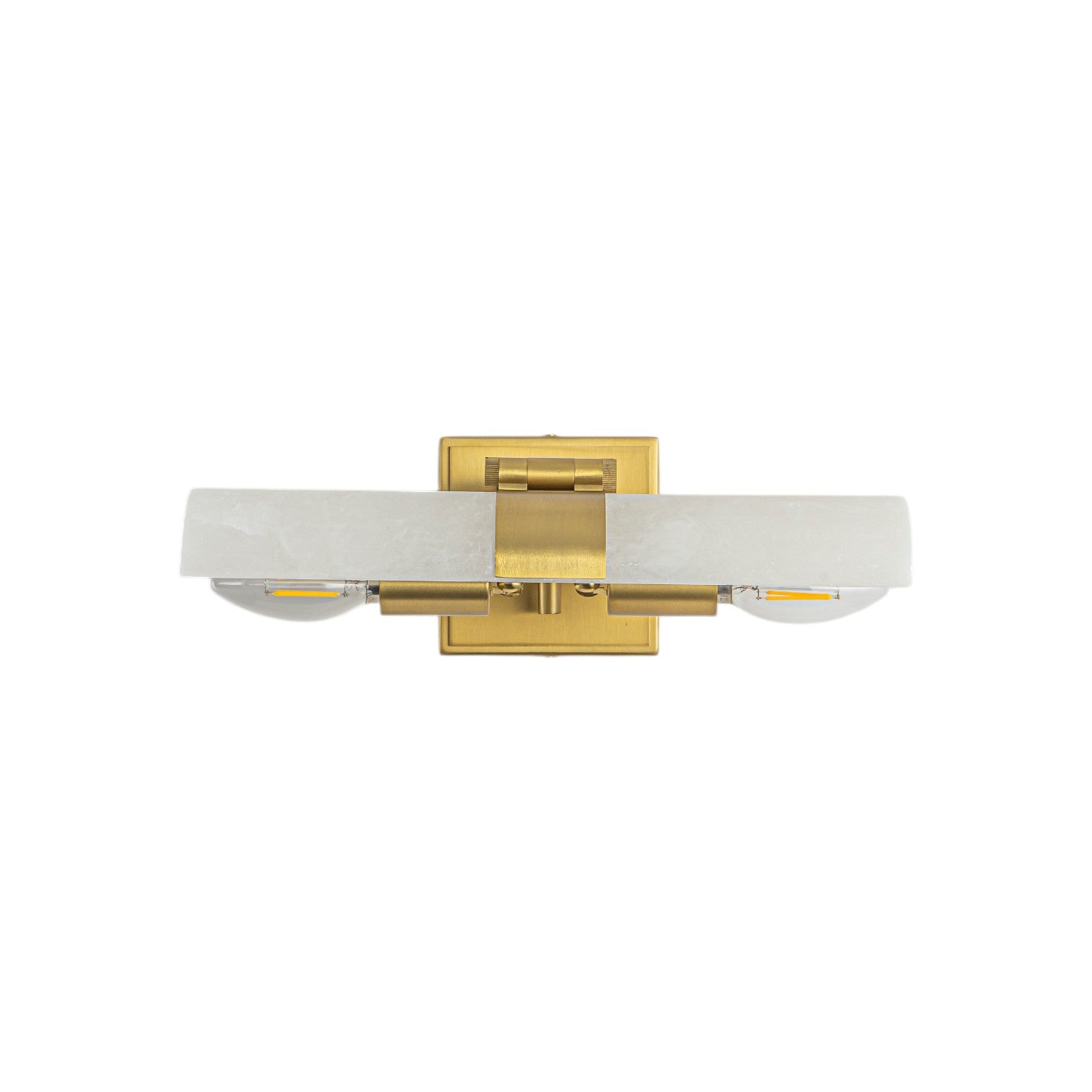 Glowlings 2-Light Modern Luxury Natural Texture Alabaster Wall Sconce Brushed Brass Picture Light with 320° Adjustable Shade