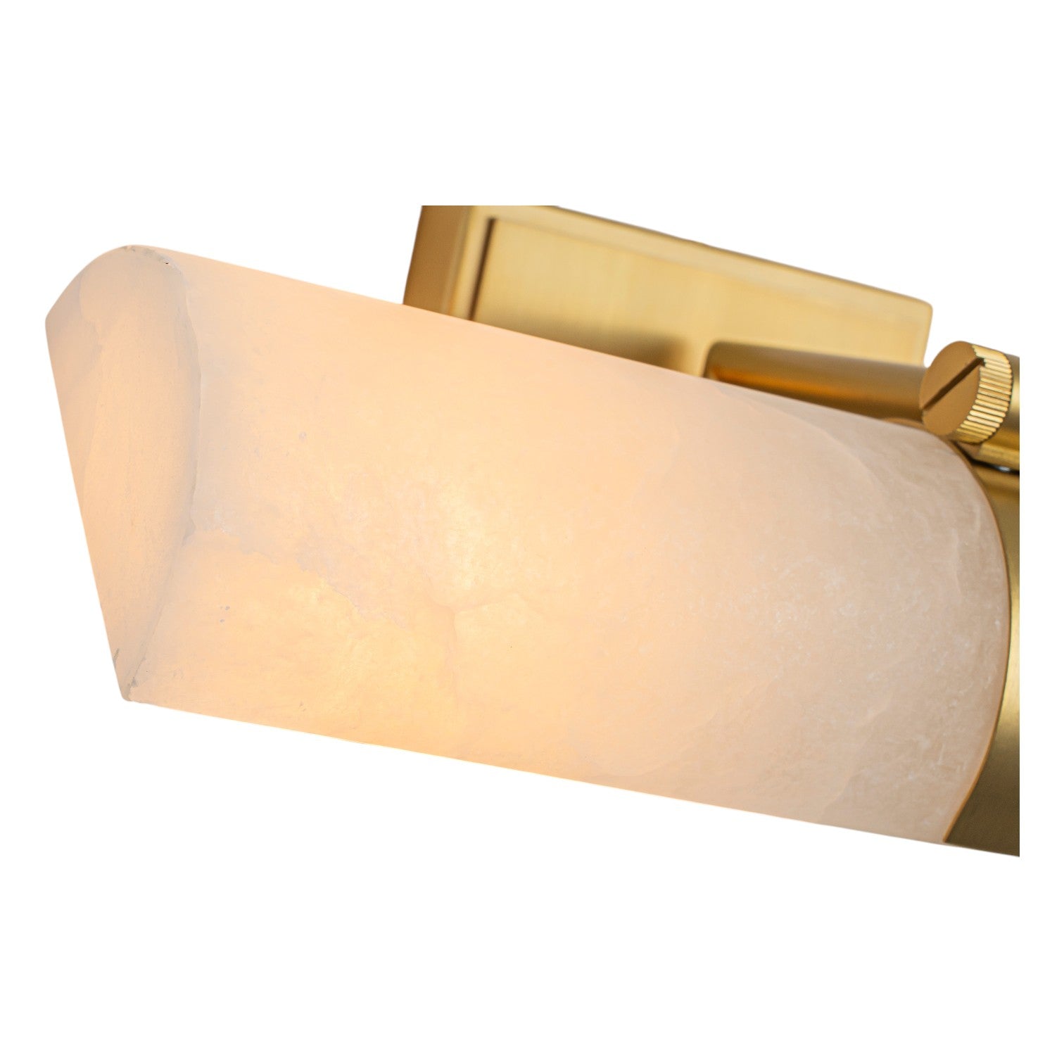 Glowlings 2-Light Modern Luxury Natural Texture Alabaster Wall Sconce Brushed Brass Picture Light with 320° Adjustable Shade