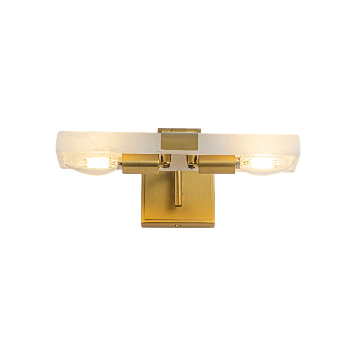 Glowlings 2-Light Modern Luxury Natural Texture Alabaster Wall Sconce Brushed Brass Picture Light with 320° Adjustable Shade