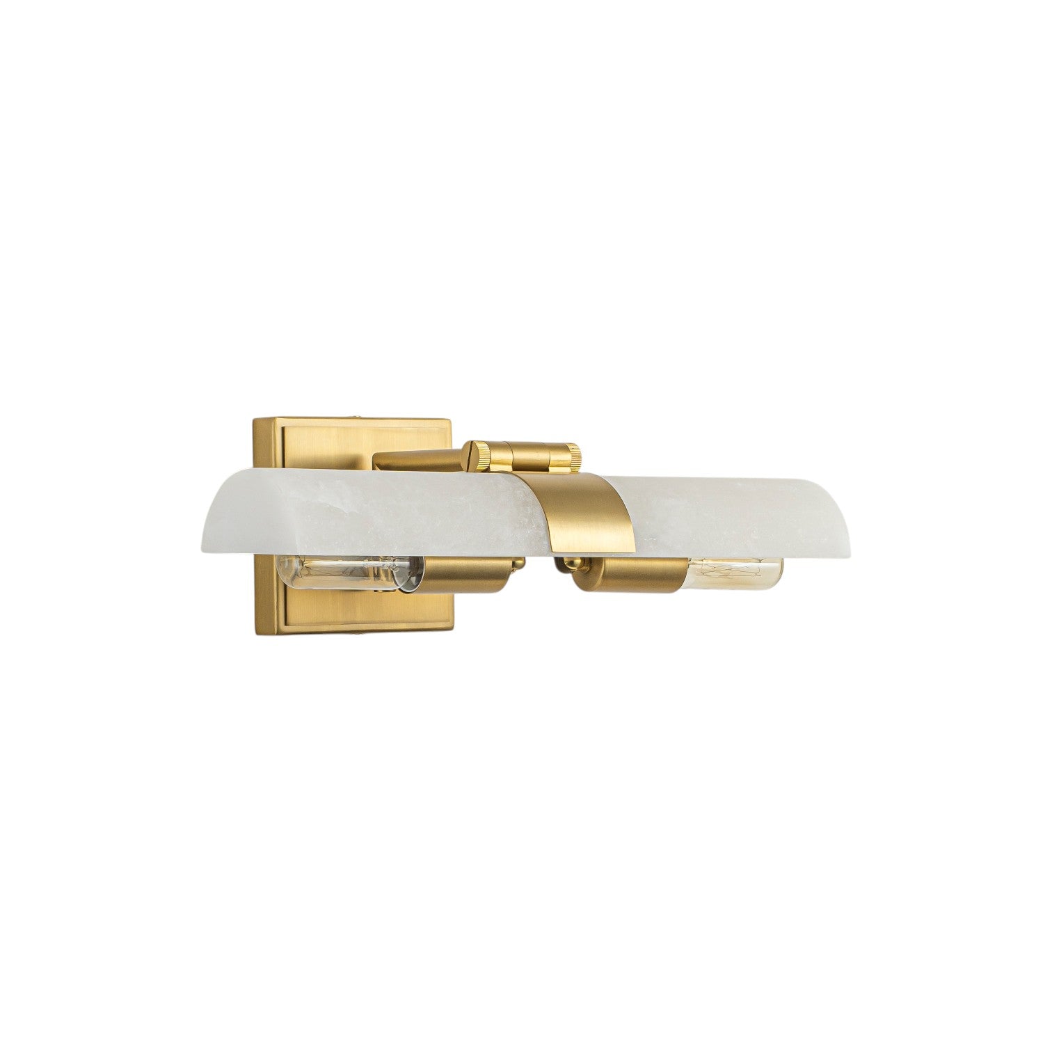 Glowlings 2-Light Modern Luxury Natural Texture Alabaster Wall Sconce Brushed Brass Picture Light with 320° Adjustable Shade