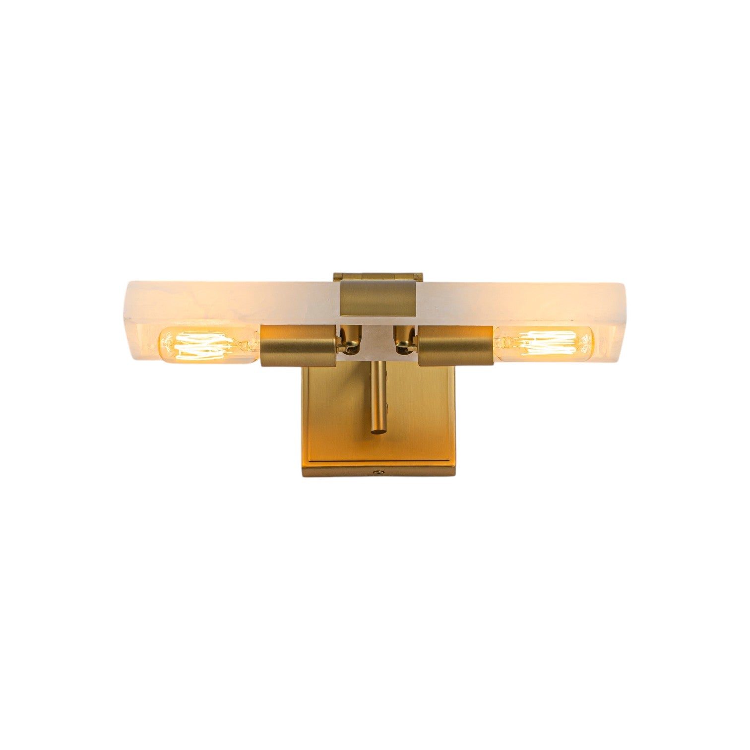 Glowlings 2-Light Modern Luxury Natural Texture Alabaster Wall Sconce Brushed Brass Picture Light with 320° Adjustable Shade