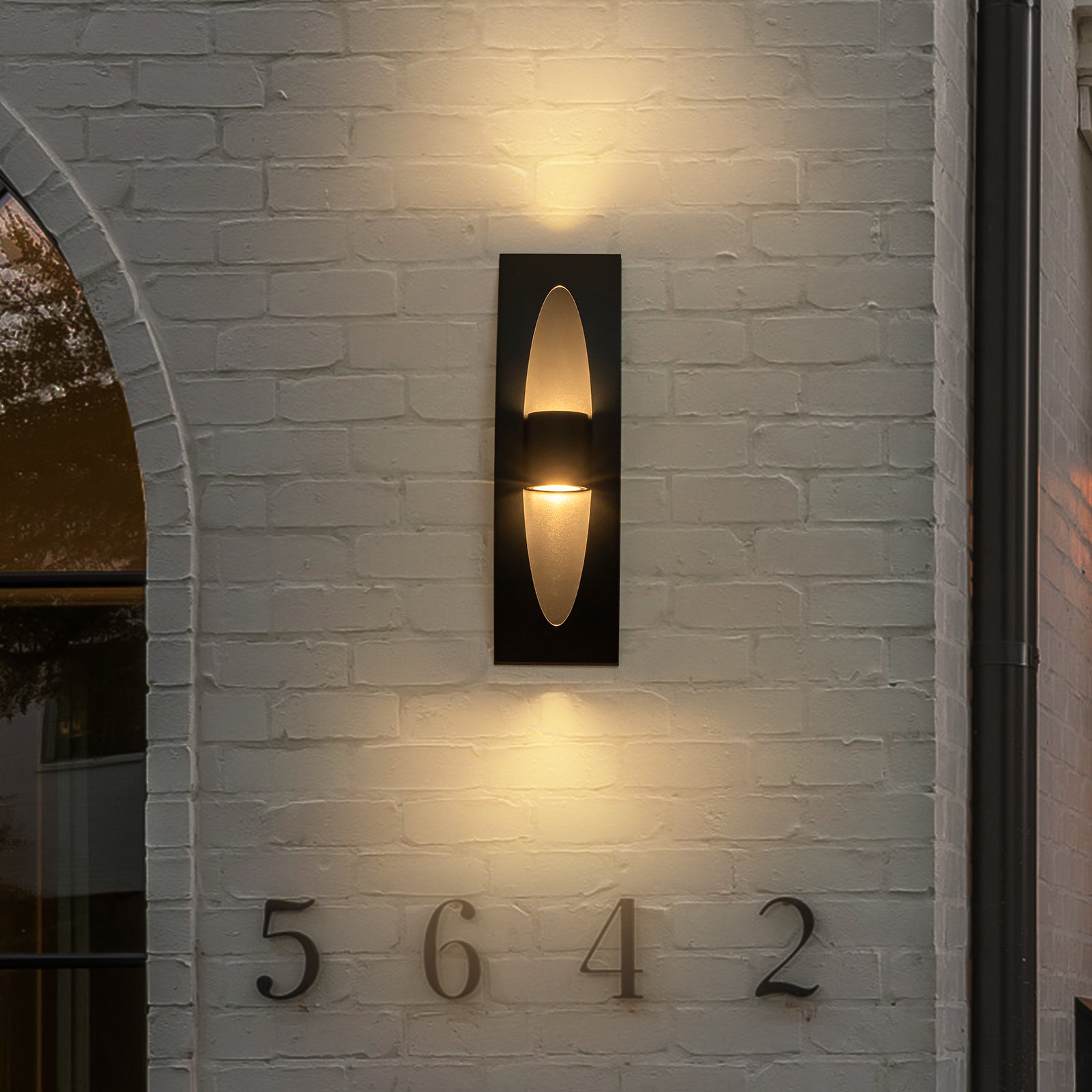 Glowlings 2-Light Modern 16"High Matte Black Cylinder Rectangle LED Outdoor Wall Sconce
