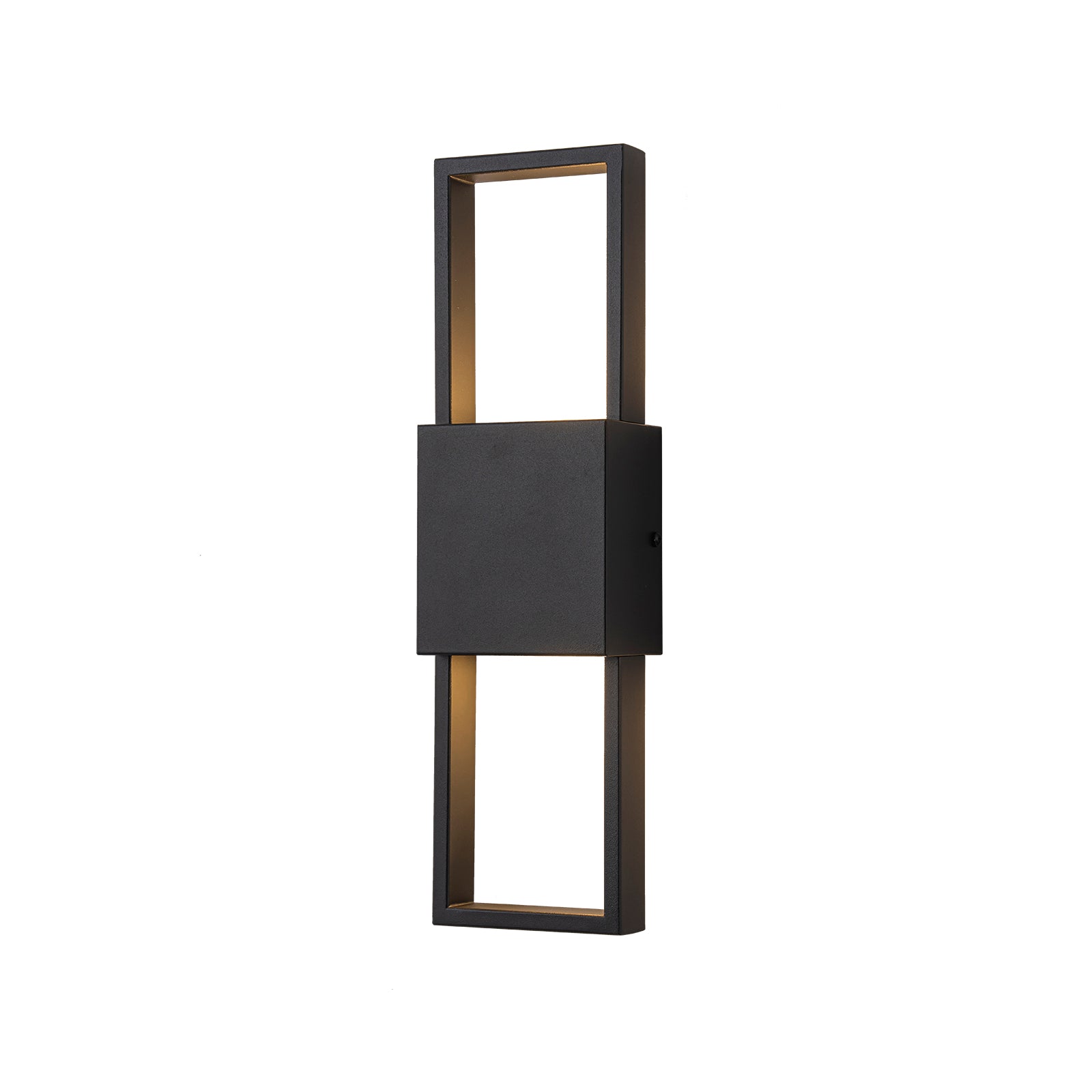 Glowlings 2-Light Modern 16"High IP54 Rectangular Matte Black LED Outdoor Wall Sconce