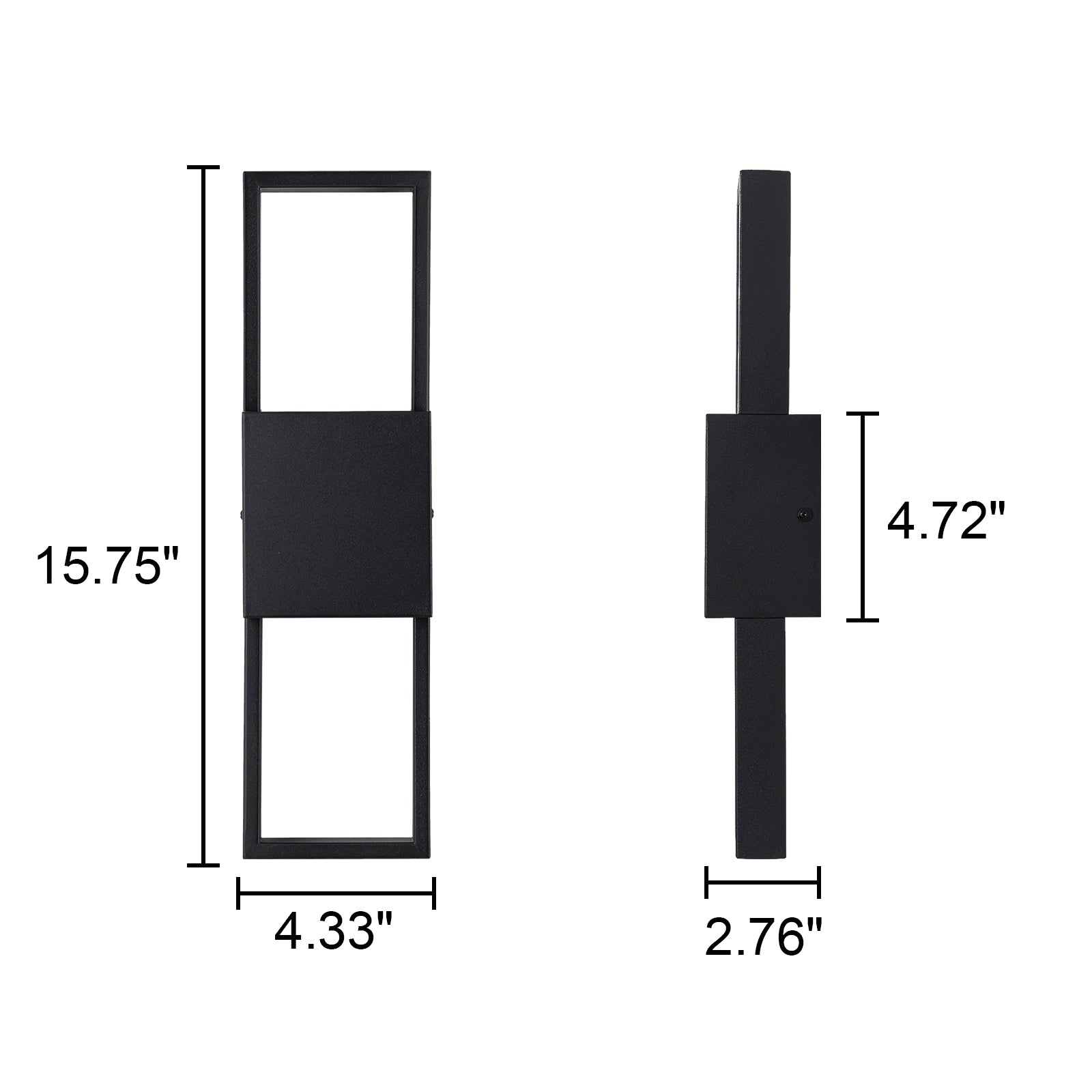 Glowlings 2-Light Modern 16"High IP54 Rectangular Matte Black LED Outdoor Wall Sconce