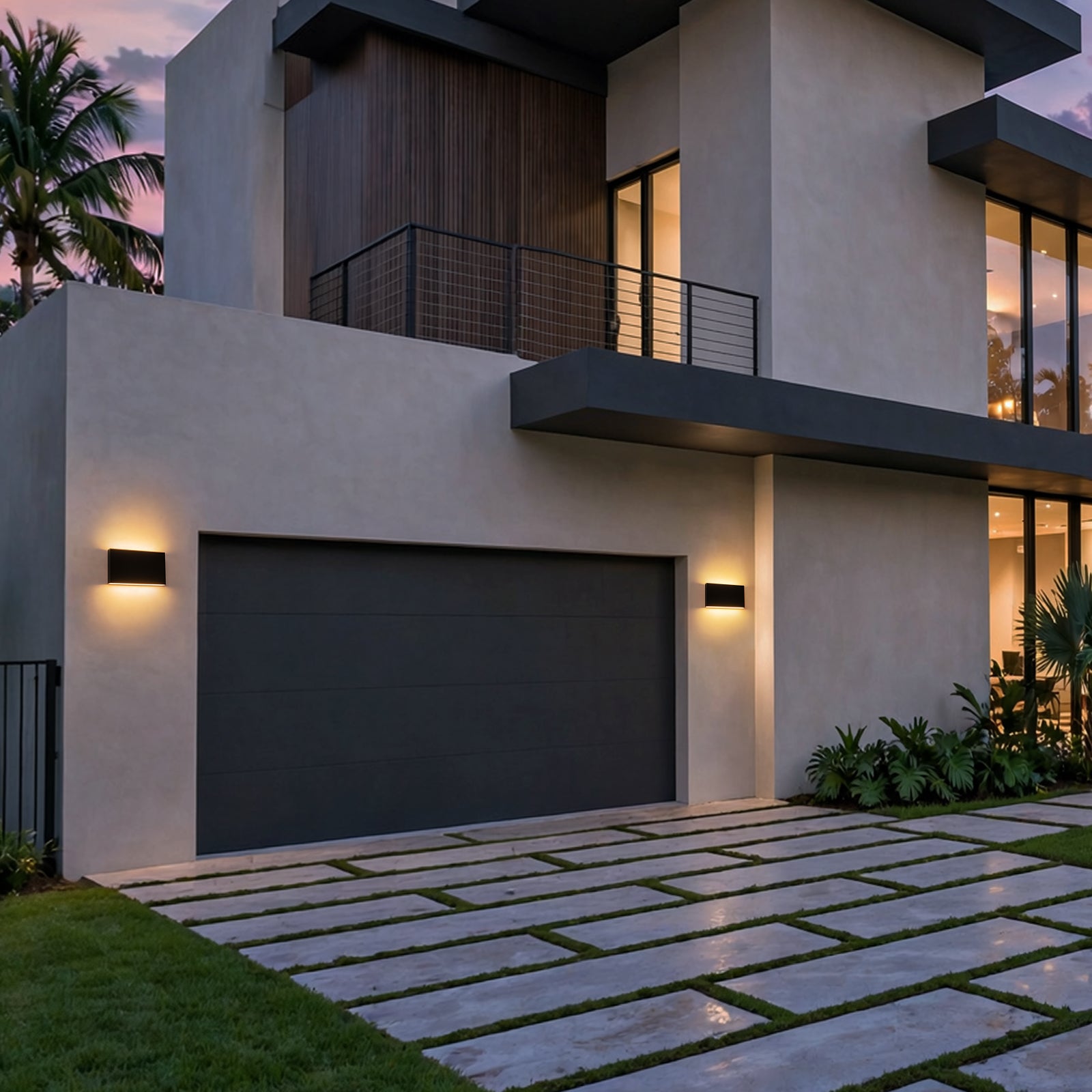 Glowlings 2-Light Modern 5"High Matte Black IP54 Rectangular LED Outdoor Wall Sconce