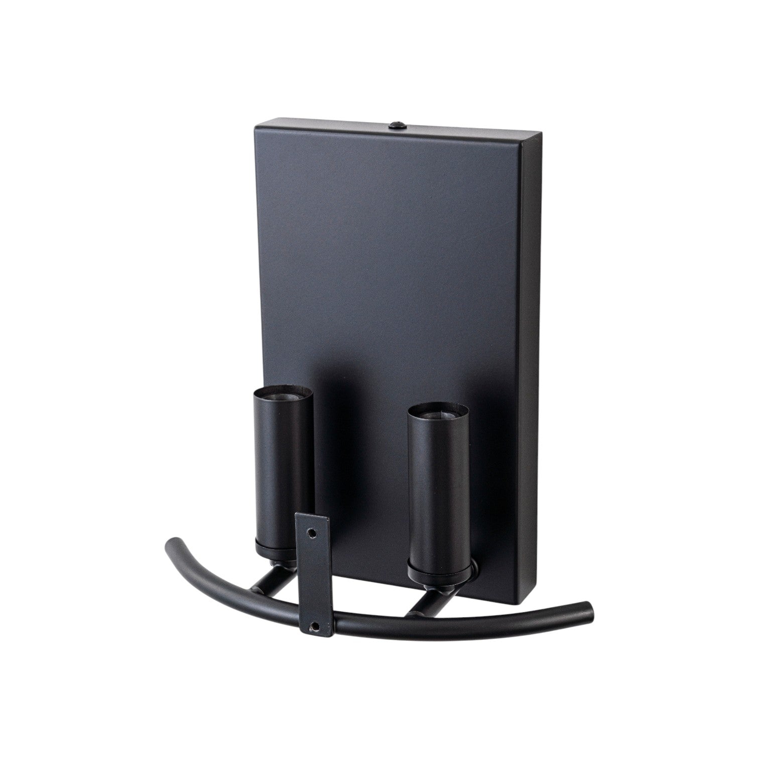 Glowlings 2-Light Modern Matte Black Wall Sconce with Hammered Hand-Blown Water Glass Shade