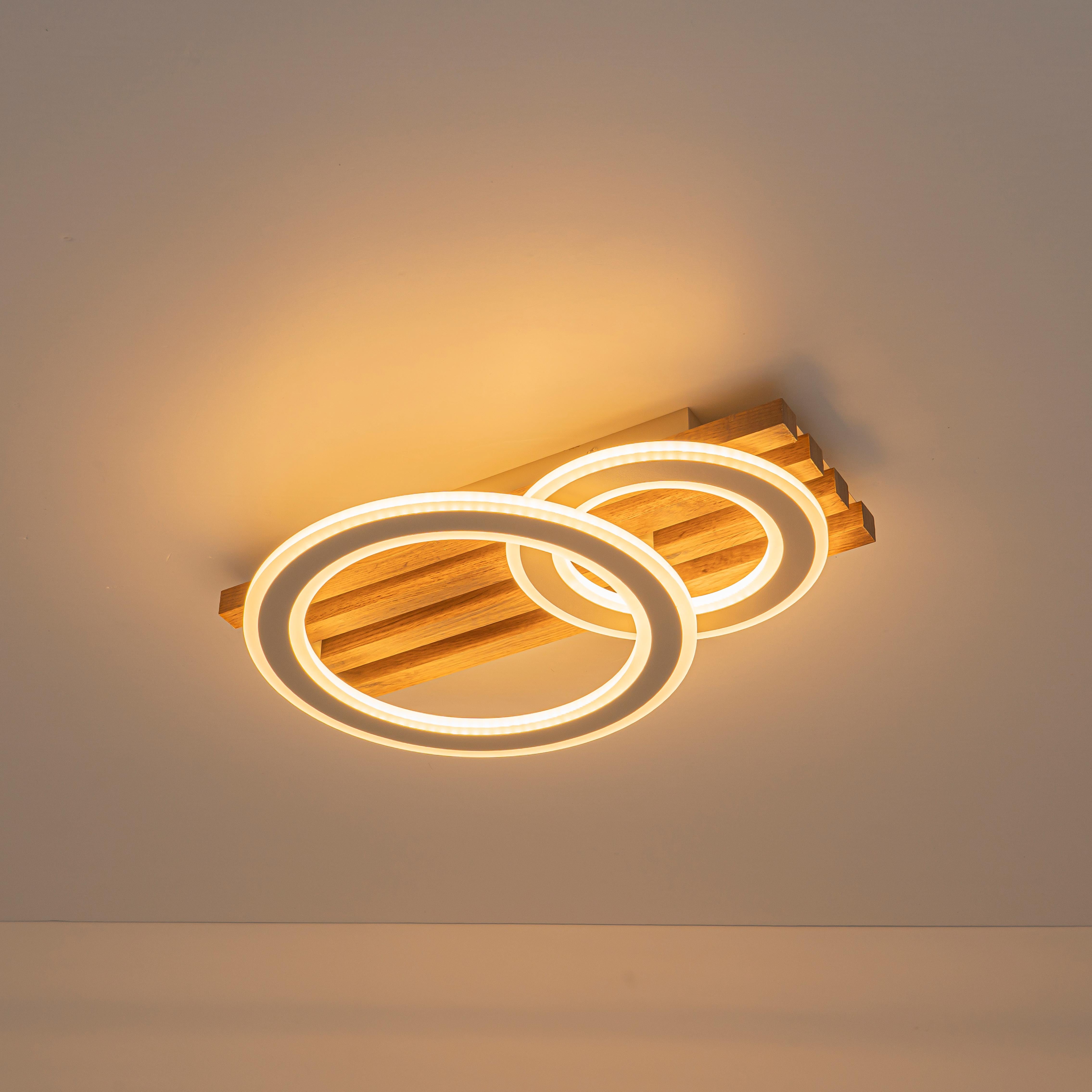 Glowlings 2/3-Light Modern Organic Natural Wood Grain Ring Interlocking Geometric LED Flush Mount Ceiling Light