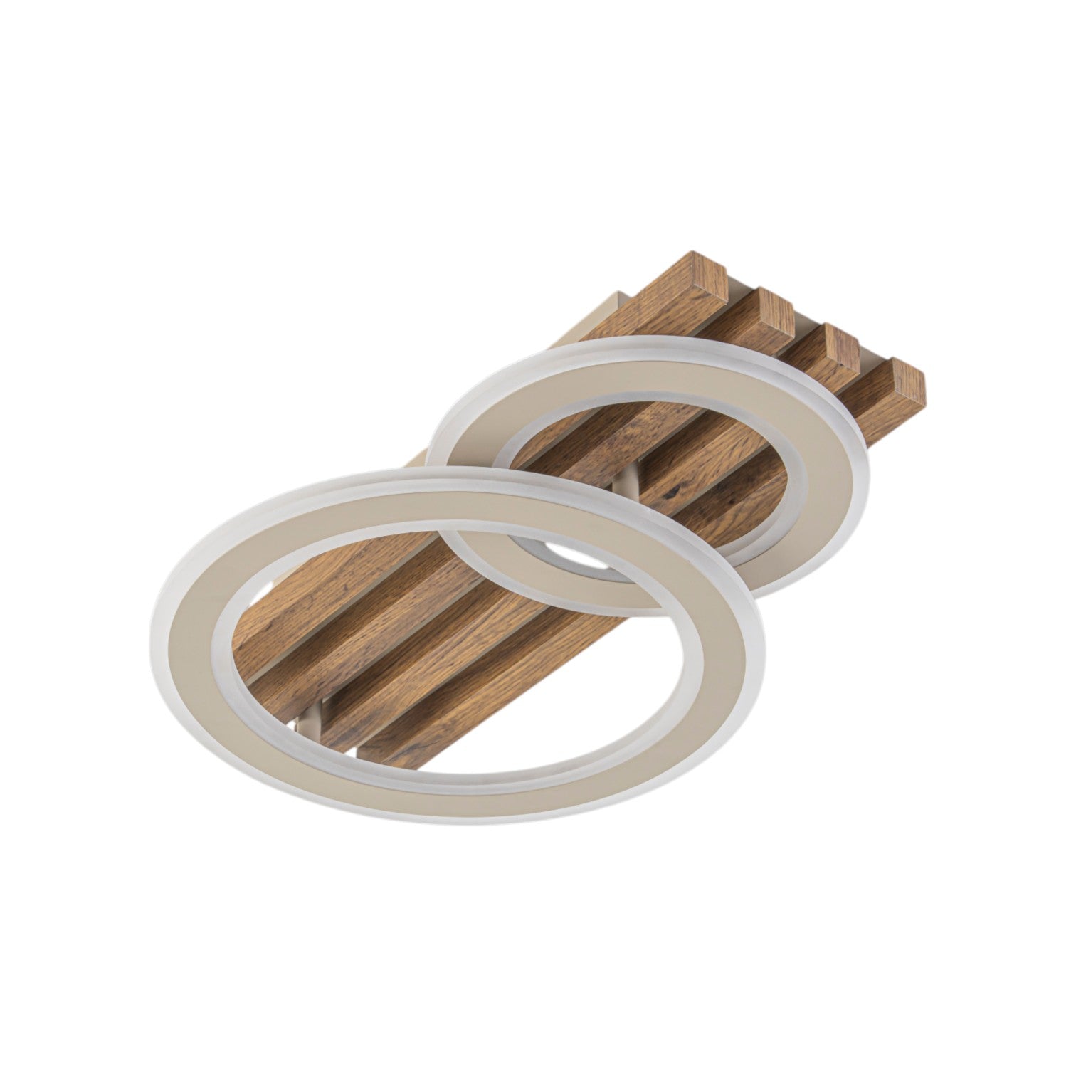 Glowlings 2/3-Light Modern Organic Natural Wood Grain Ring Interlocking Geometric LED Flush Mount Ceiling Light