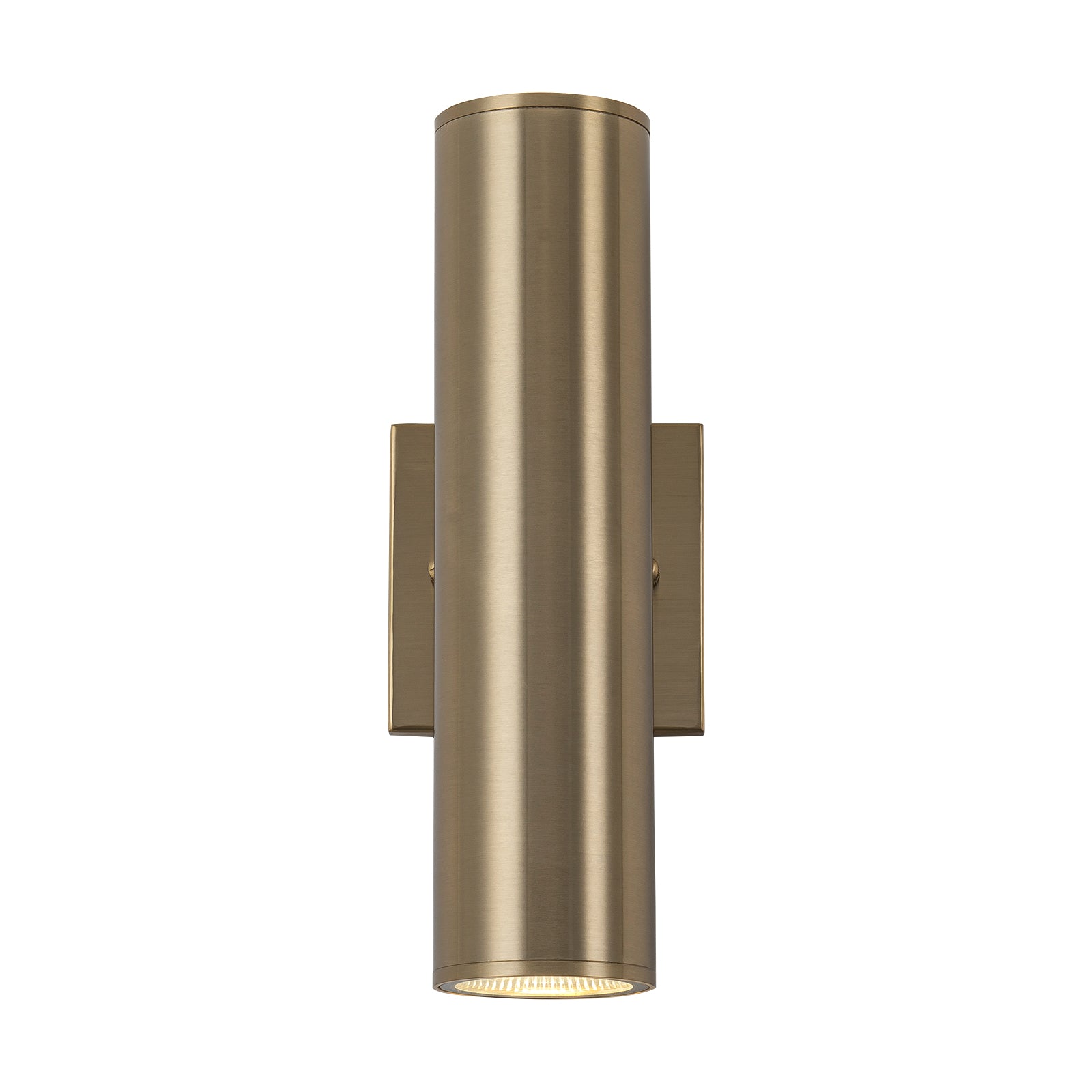Glowlings 2-Light Modern 12"High IP54 Polished Copper LED Cylinder Armed Outdoor Wall Sconce