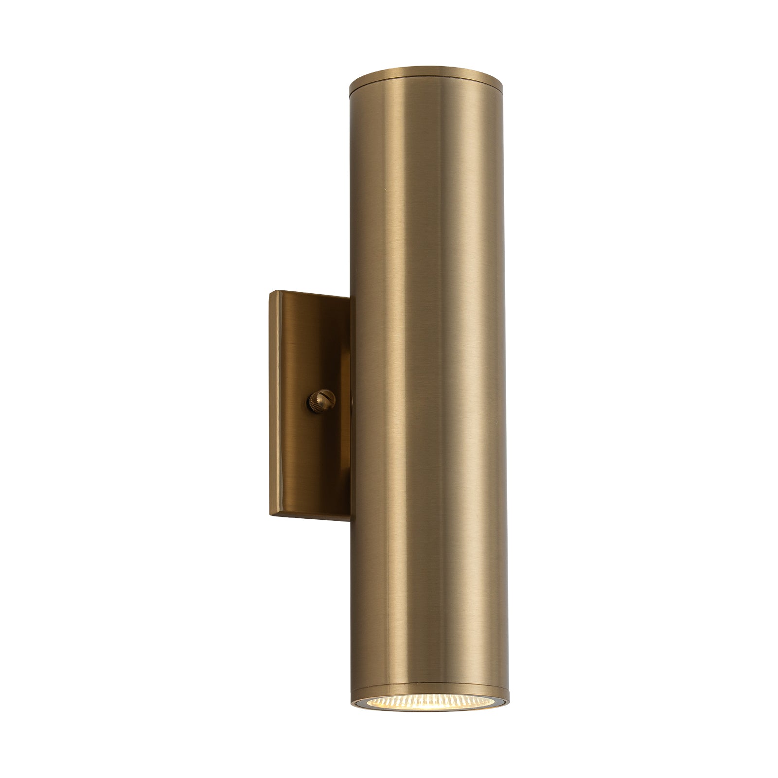 Glowlings 2-Light Modern 12"High IP54 Polished Copper LED Cylinder Armed Outdoor Wall Sconce