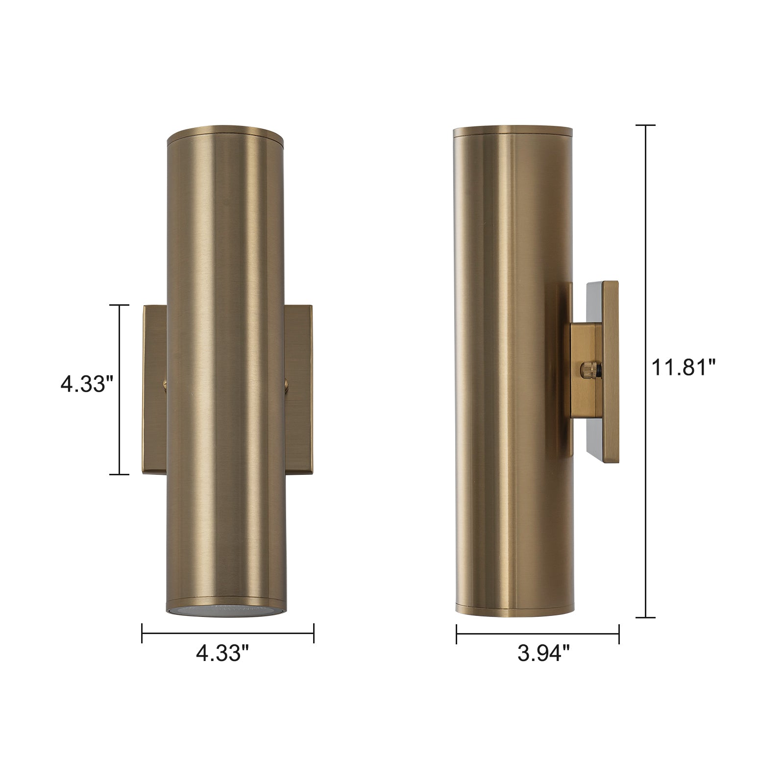 Glowlings 2-Light Modern 12"High IP54 Polished Copper LED Cylinder Armed Outdoor Wall Sconce