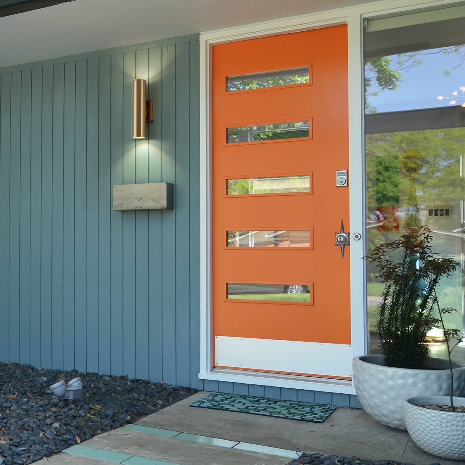 Glowlings 2-Light Modern 12"High IP54 Polished Copper LED Cylinder Armed Outdoor Wall Sconce