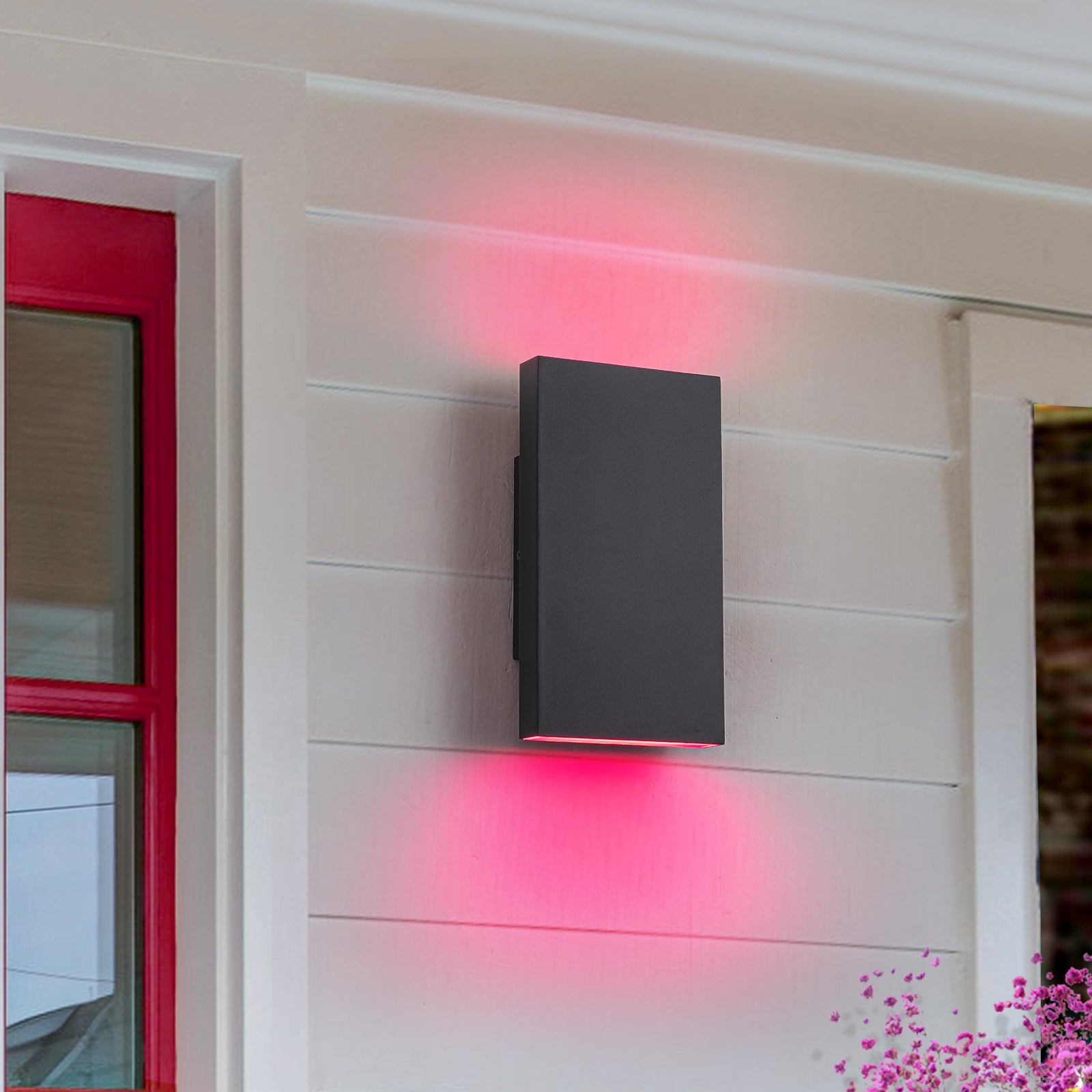 Glowlings 2-Light 10‘’High Modern RGB LED Wall Sconce Color Changing Outdoor Wall Light