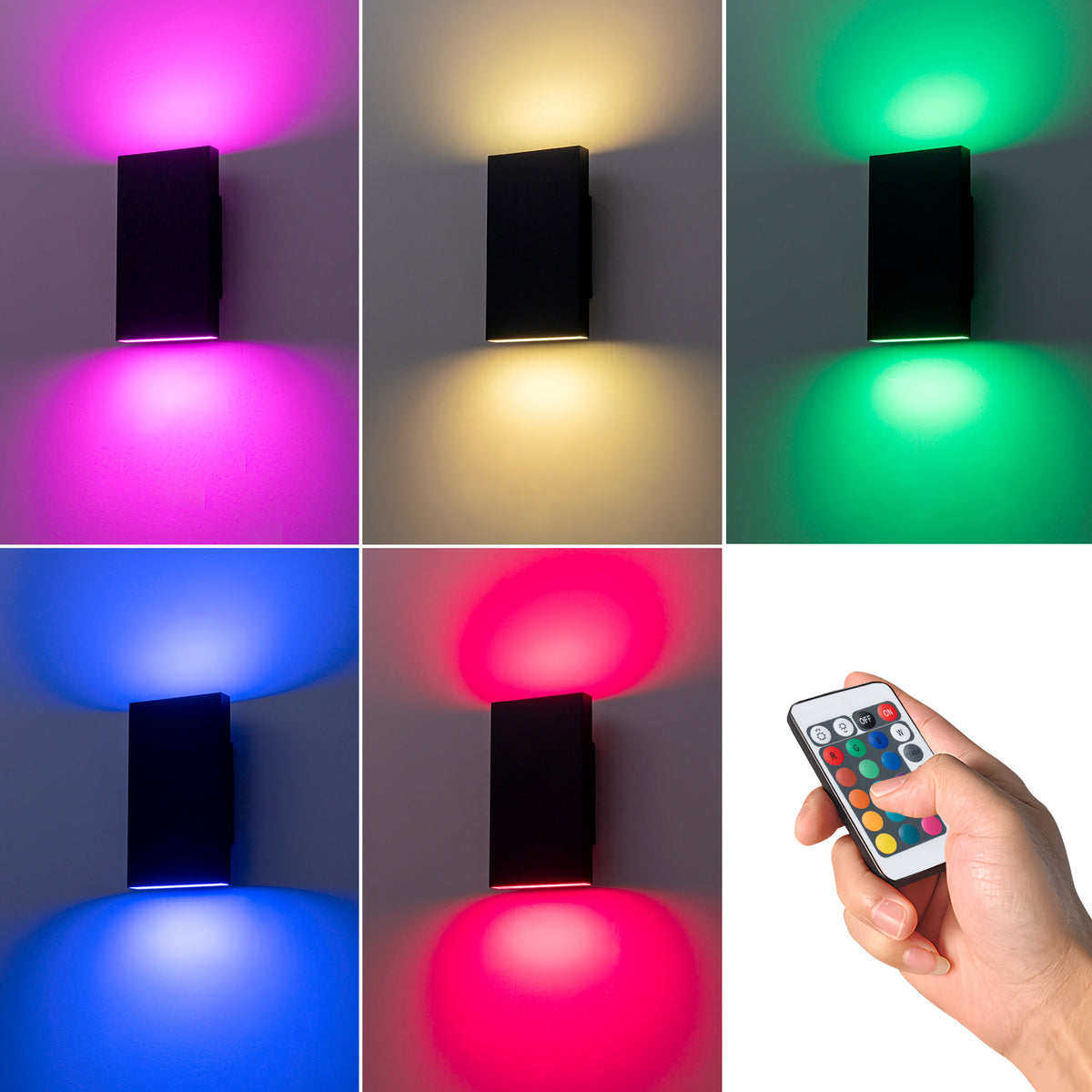 Glowlings 2-Light Modern 10‘’High RGB LED Outdoor Wall Sconce Color Ch