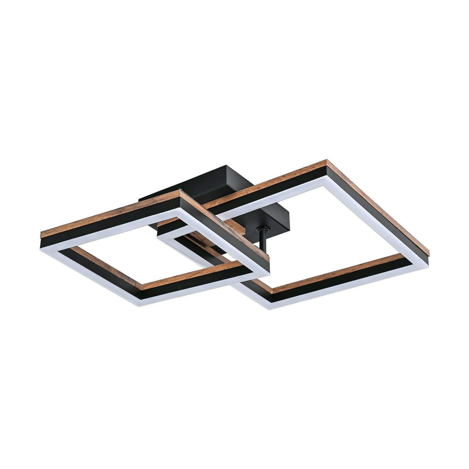 Glowlings 2-Light Modern Square Rotated 360° Integrated LED Wood Flush Mount Ceiling Light