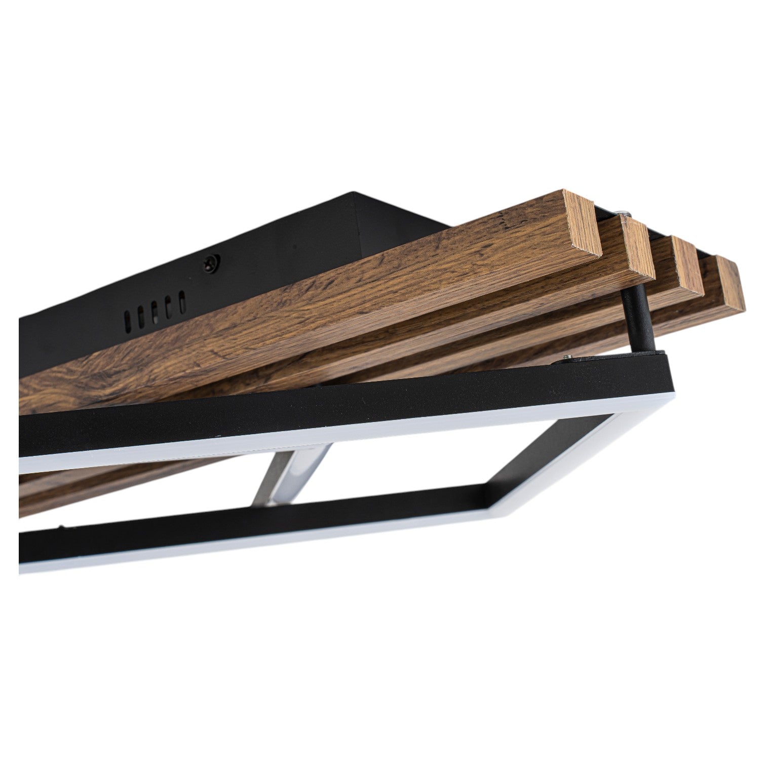 Glowlings 2-Light Organic Modern Walnut Finish Wood Slat LED Flush Mount Ceiling Light