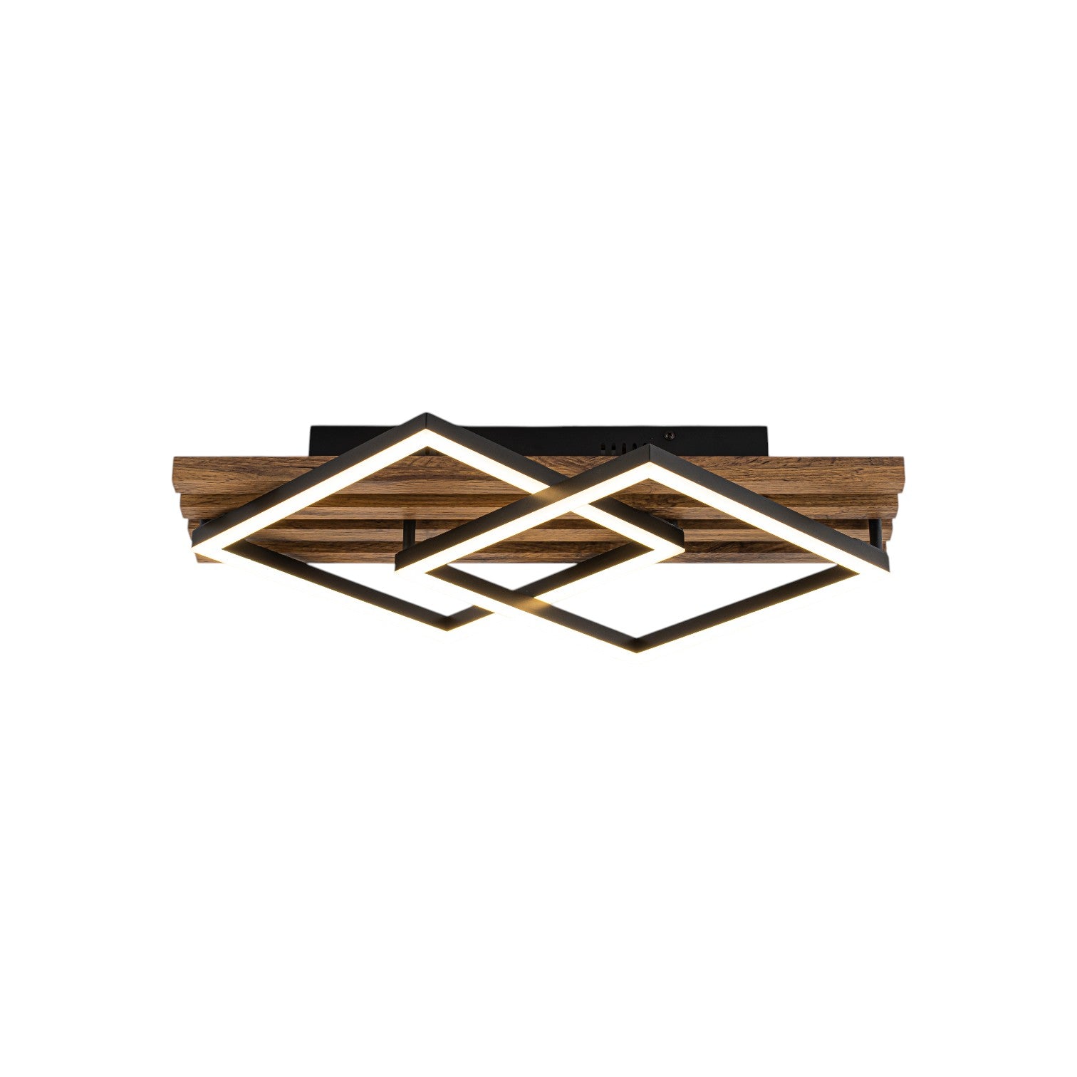 Glowlings 2-Light Organic Modern Walnut Finish Wood Slat LED Flush Mount Ceiling Light