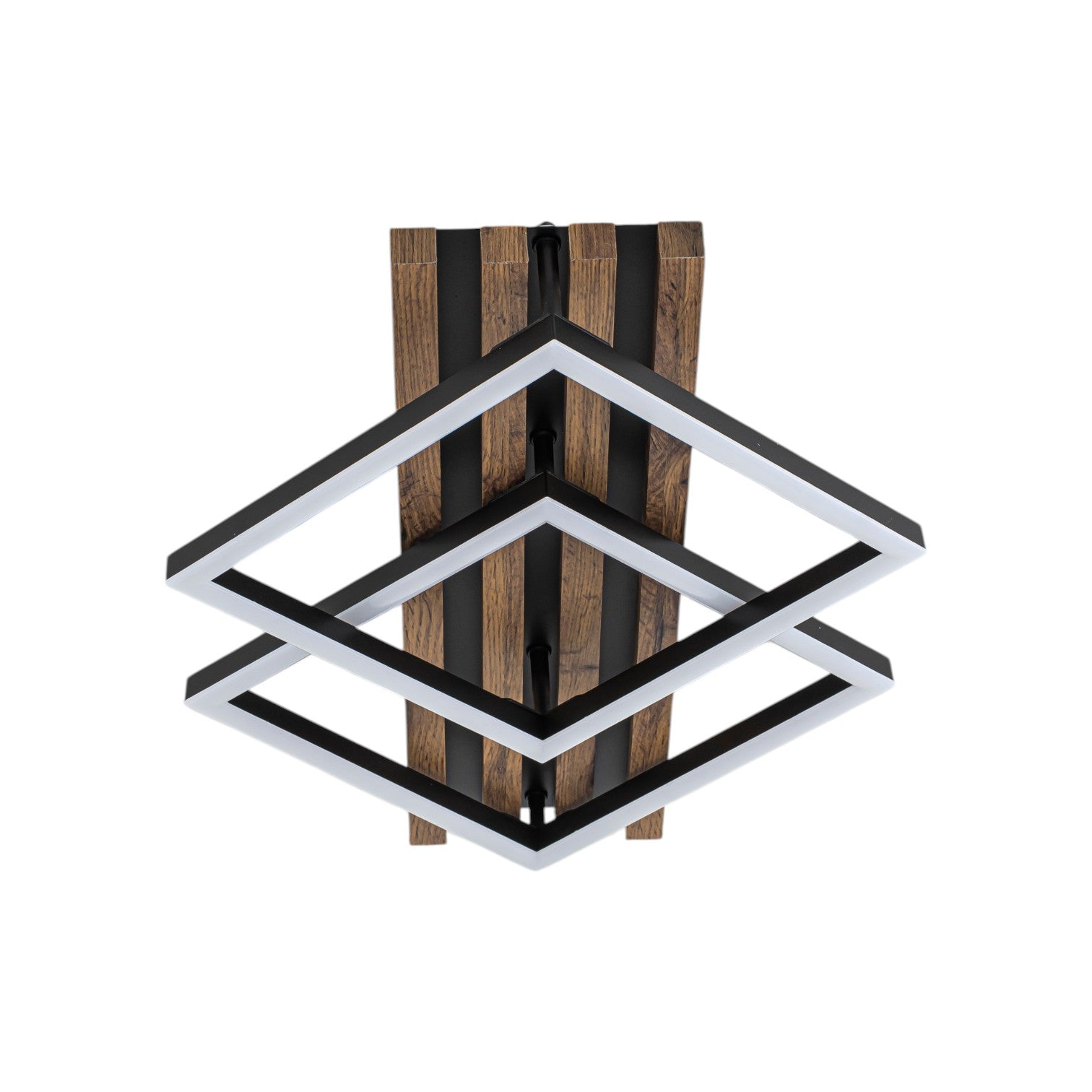 Glowlings 2-Light Organic Modern Walnut Finish Wood Slat LED Flush Mount Ceiling Light