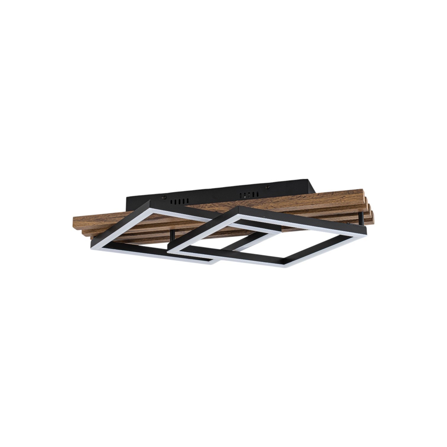 Glowlings 2-Light Organic Modern Walnut Finish Wood Slat LED Flush Mount Ceiling Light