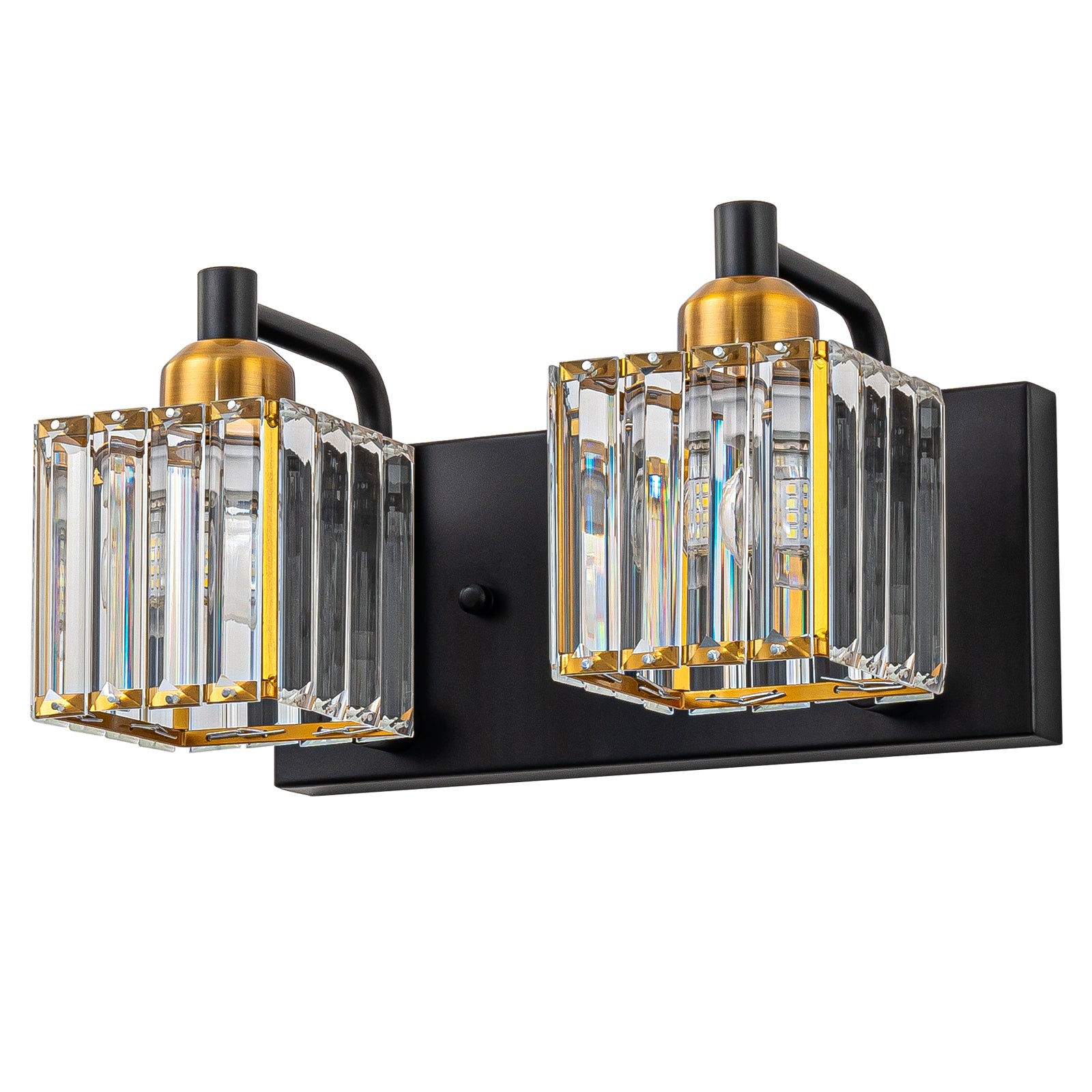 Glowlings 2/3/4/5-Light Modern Sqaure Crystal Bath Vanity Wall Sconce Bathroom Lighting Source