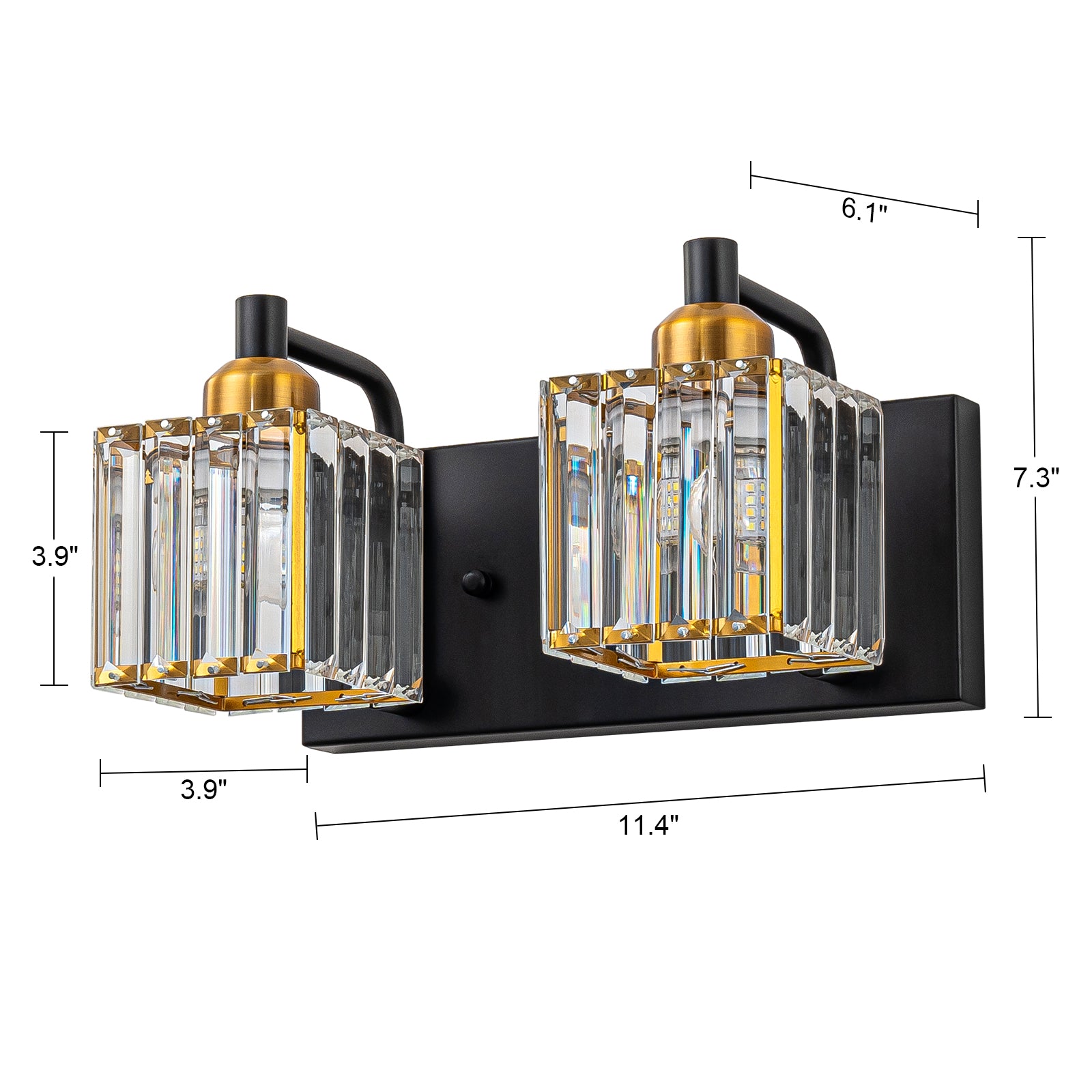 Glowlings 2/3/4/5-Light Modern Sqaure Crystal Bath Vanity Wall Sconce Bathroom Lighting Source
