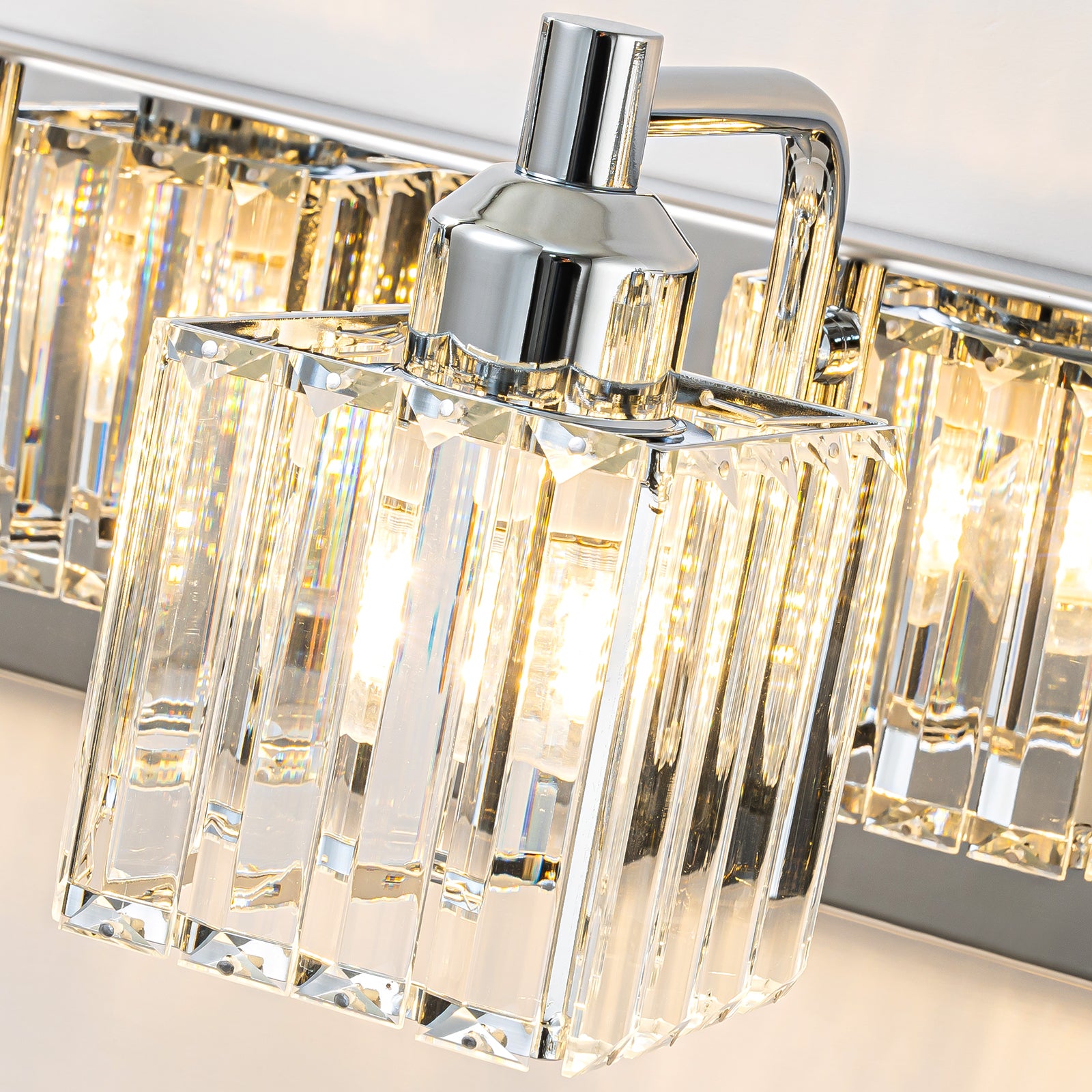 Glowlings 2/3/4/5-Light Modern Sqaure Crystal Bath Vanity Wall Sconce Bathroom Lighting Source