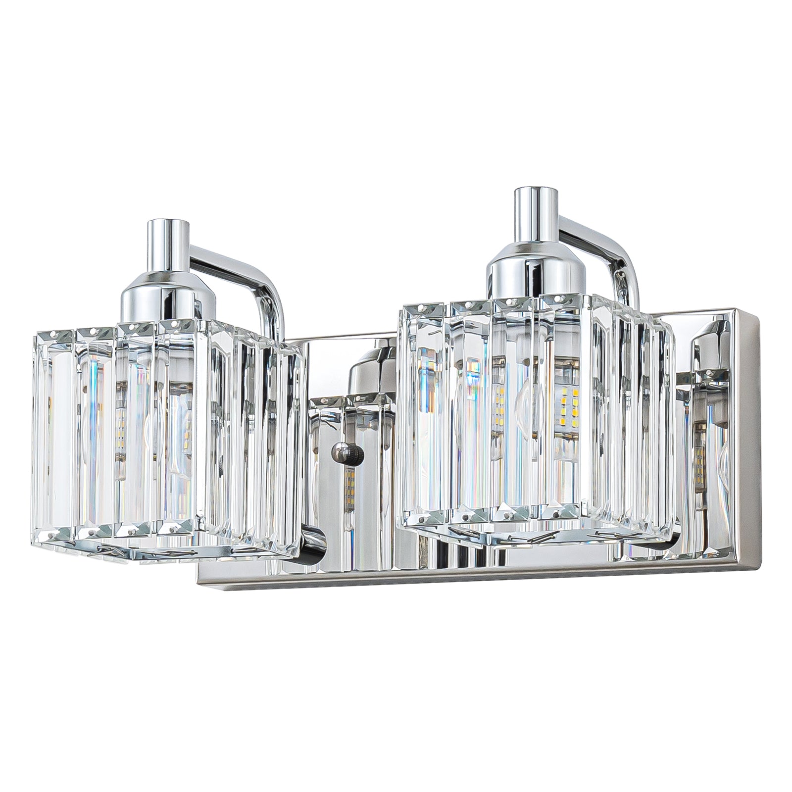 Glowlings 2/3/4/5-Light Modern Sqaure Crystal Bath Vanity Wall Sconce Bathroom Lighting Source
