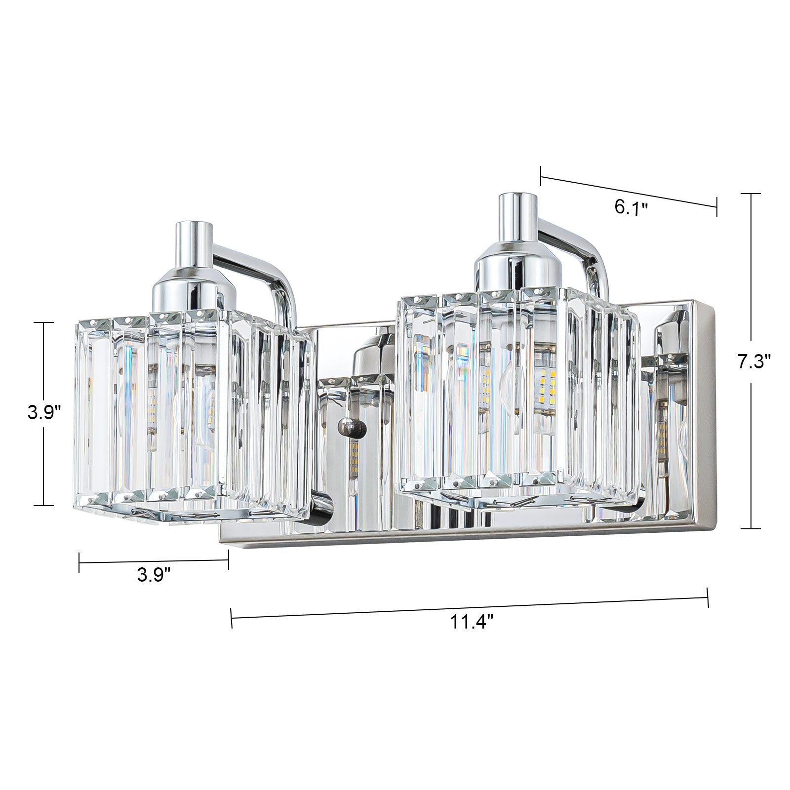 Glowlings 2/3/4/5-Light Modern Sqaure Crystal Bath Vanity Wall Sconce Bathroom Lighting Source