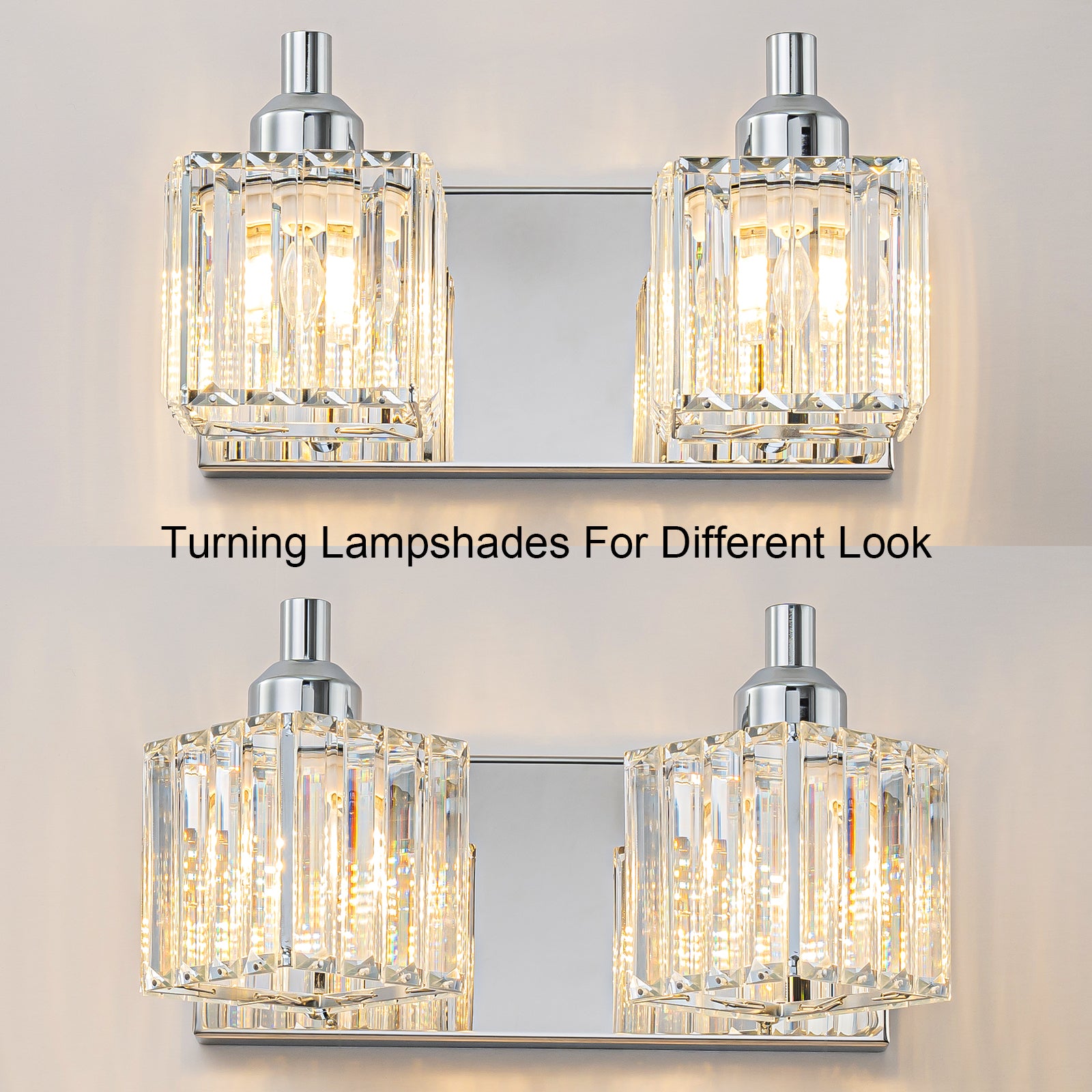 Glowlings 2/3/4/5-Light Modern Sqaure Crystal Bath Vanity Wall Sconce Bathroom Lighting Source