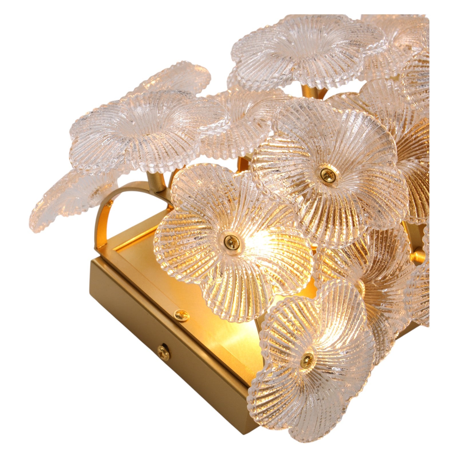 Glowlings 2-Light Vintage Brass Floral Glass Wall Sconce