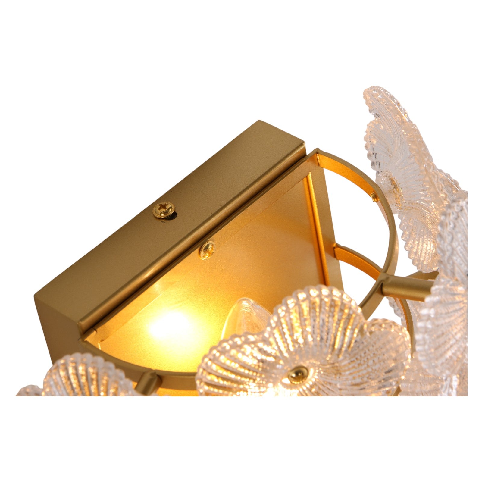 Glowlings 2-Light Vintage Brass Floral Glass Wall Sconce
