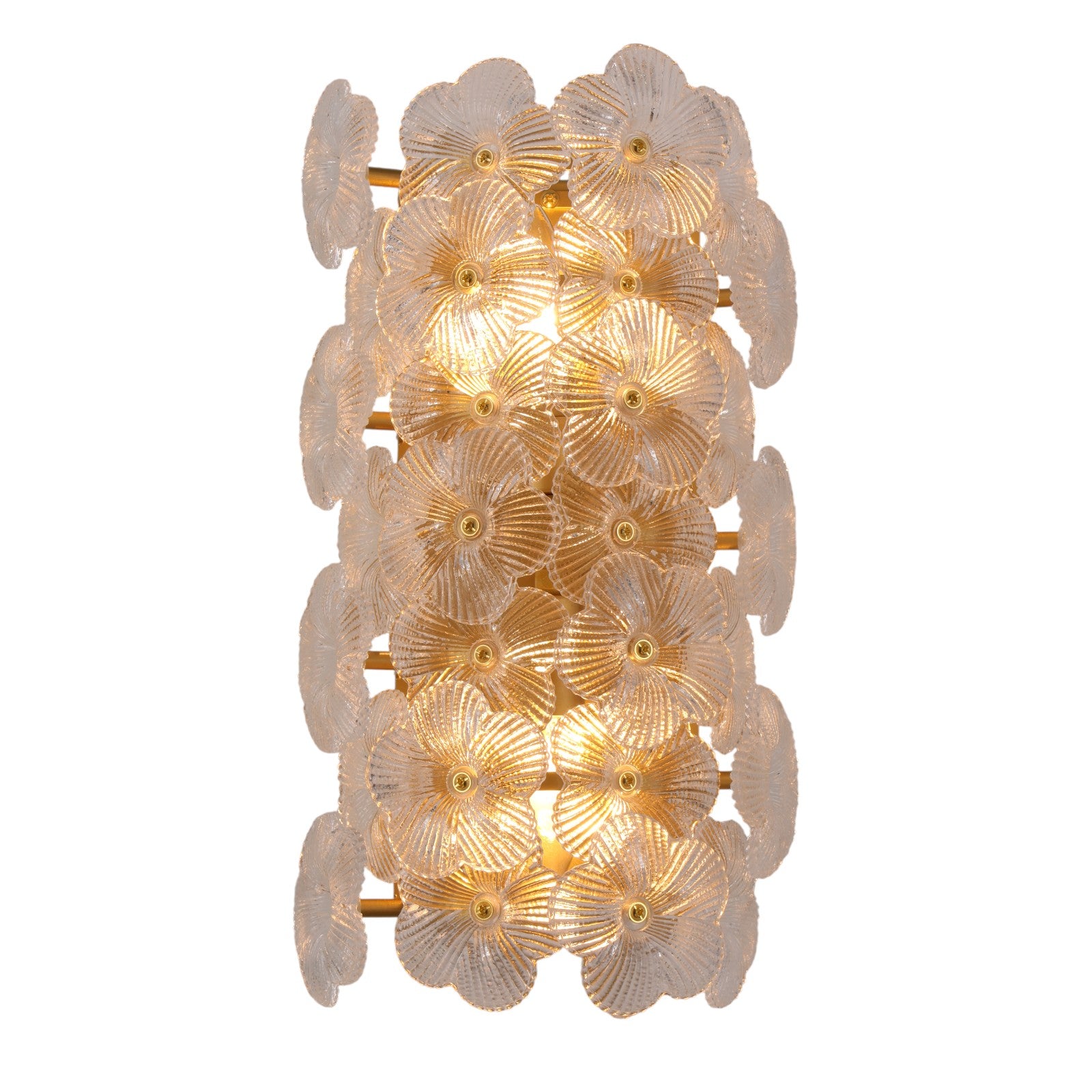 Glowlings 2-Light Vintage Brass Floral Glass Wall Sconce