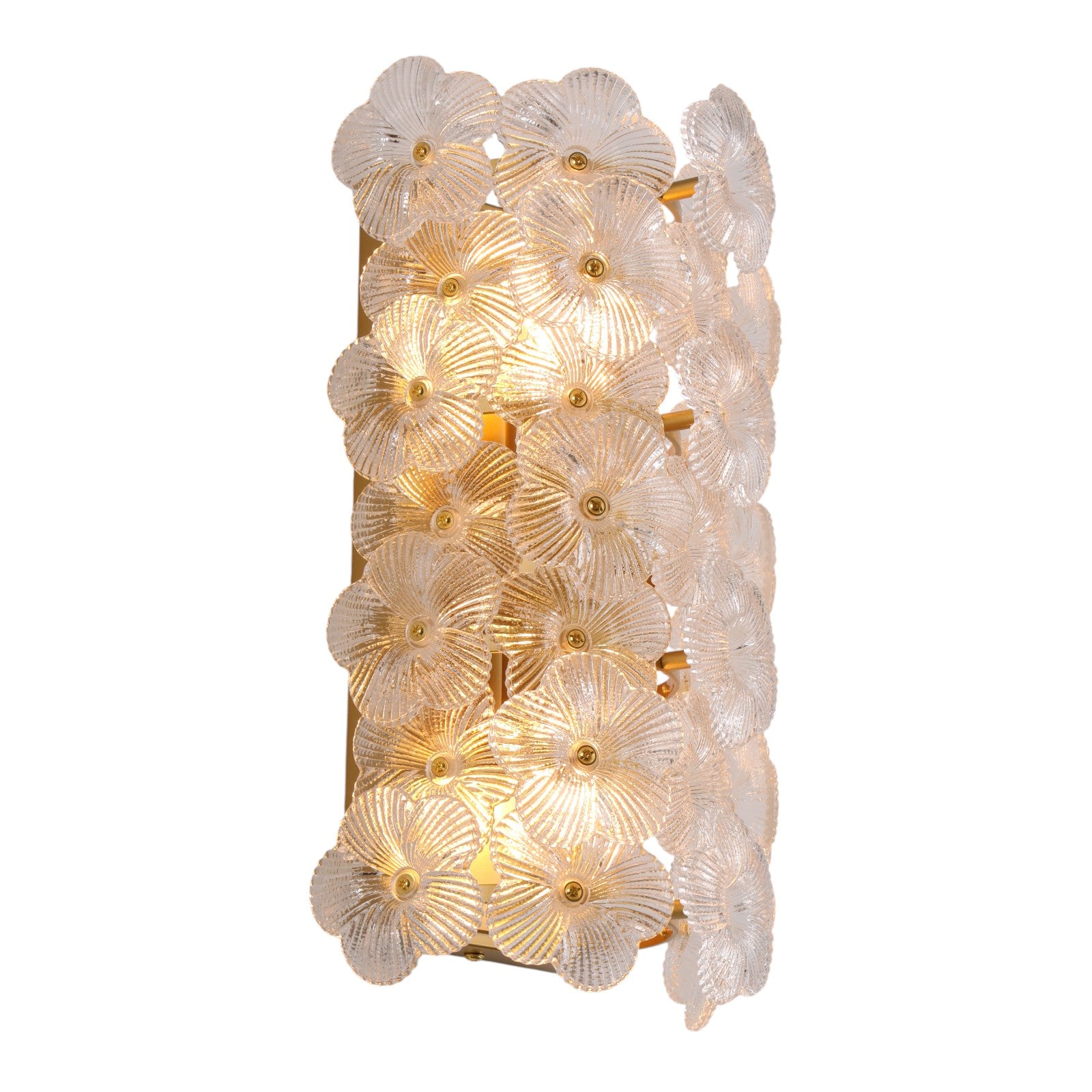 Glowlings 2-Light Vintage Brass Floral Glass Wall Sconce