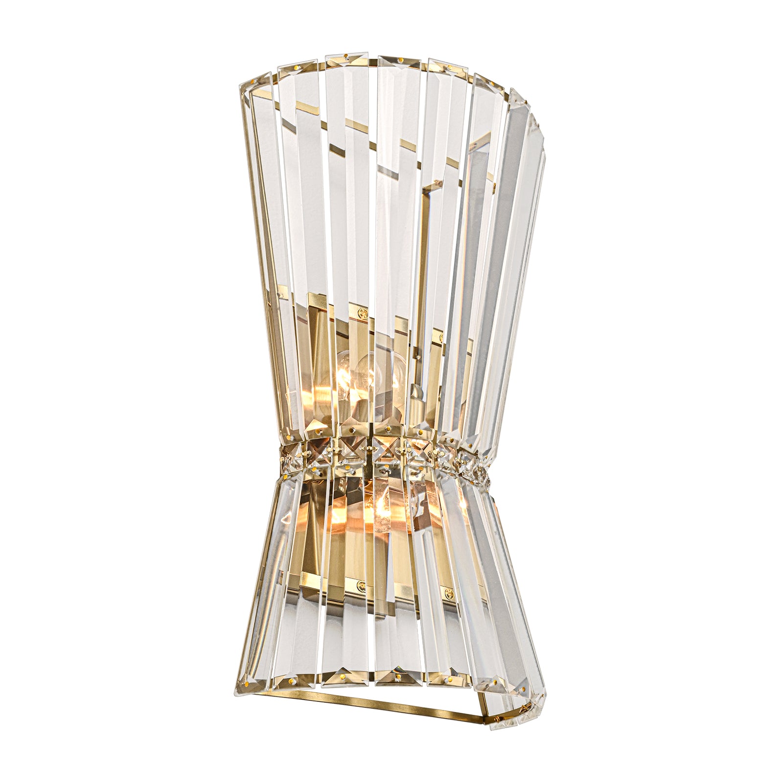 Glowlings 2-Light Vintage 16"High Brass Hourglass Crystal Wall Sconce