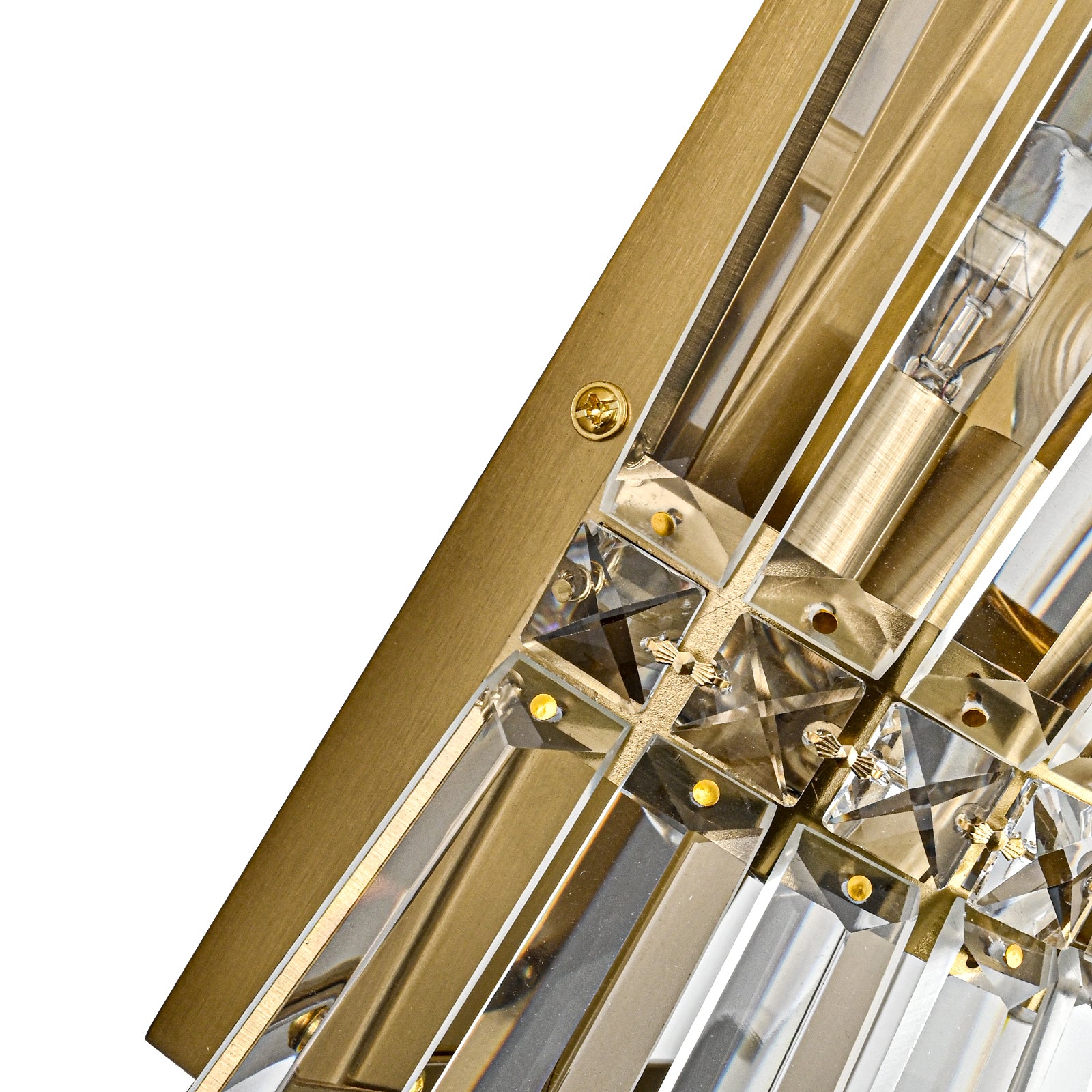 Glowlings 2-Light Vintage 16"High Brass Hourglass Crystal Wall Sconce