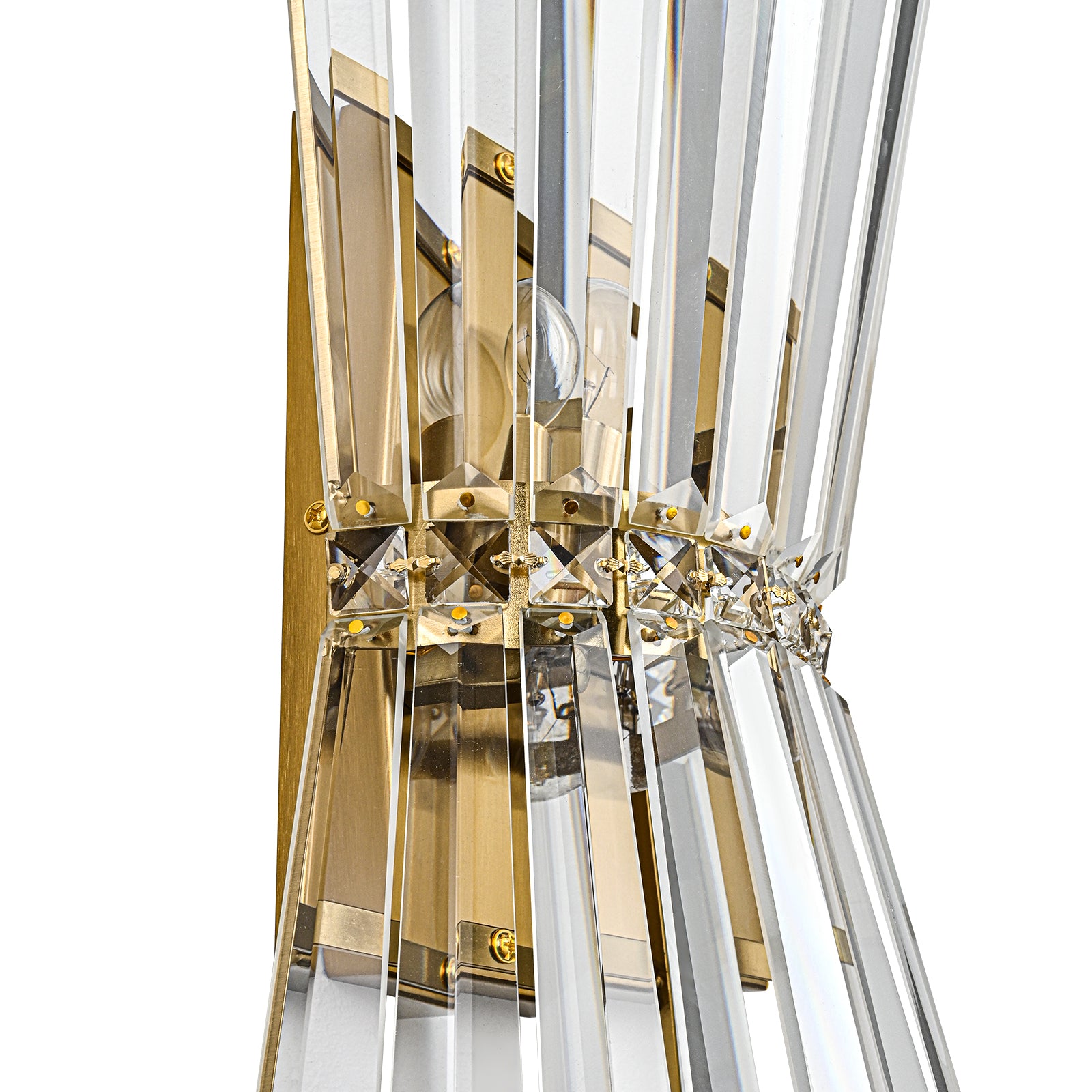 Glowlings 2-Light Vintage 16"High Brass Hourglass Crystal Wall Sconce