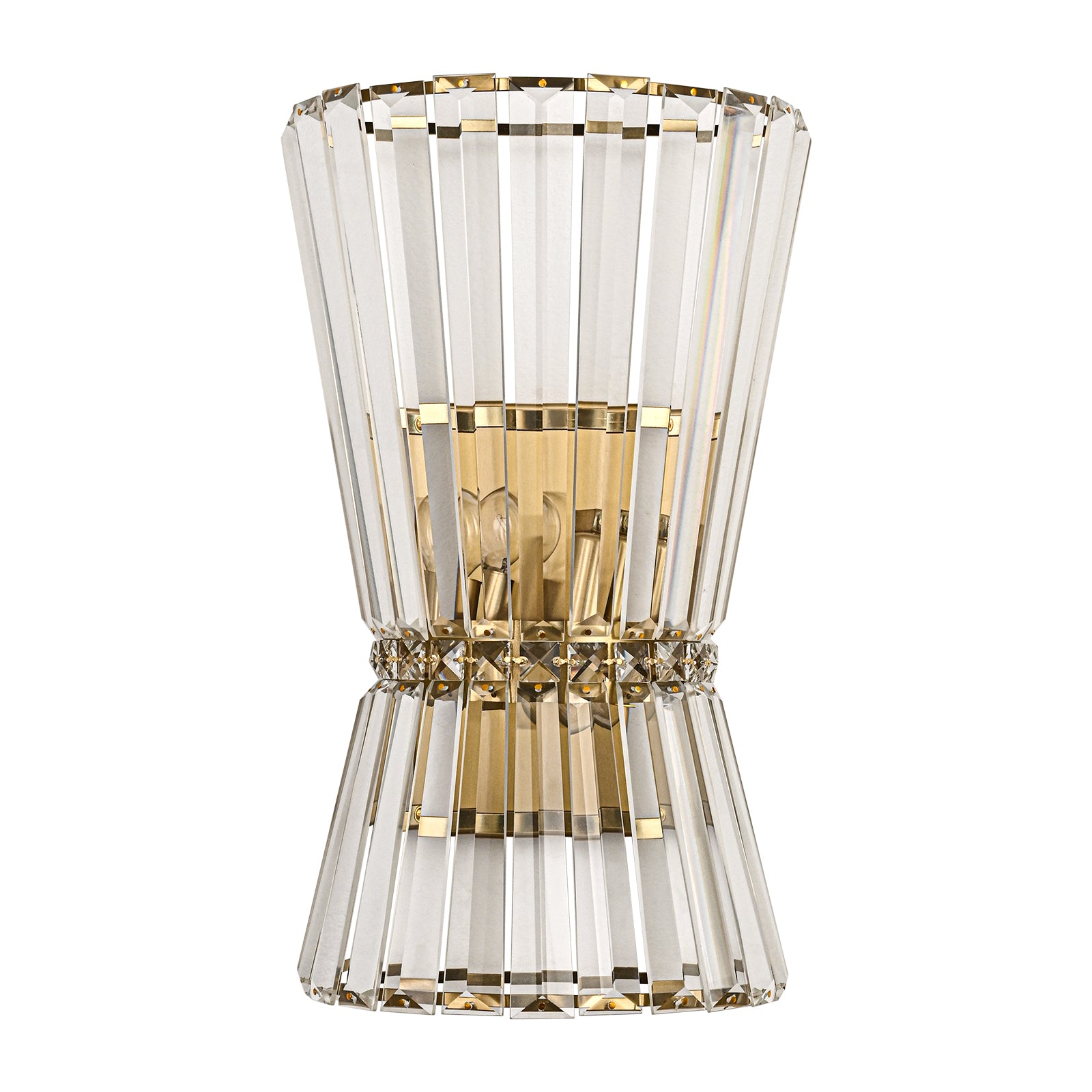Glowlings 2-Light Vintage 16"High Brass Hourglass Crystal Wall Sconce