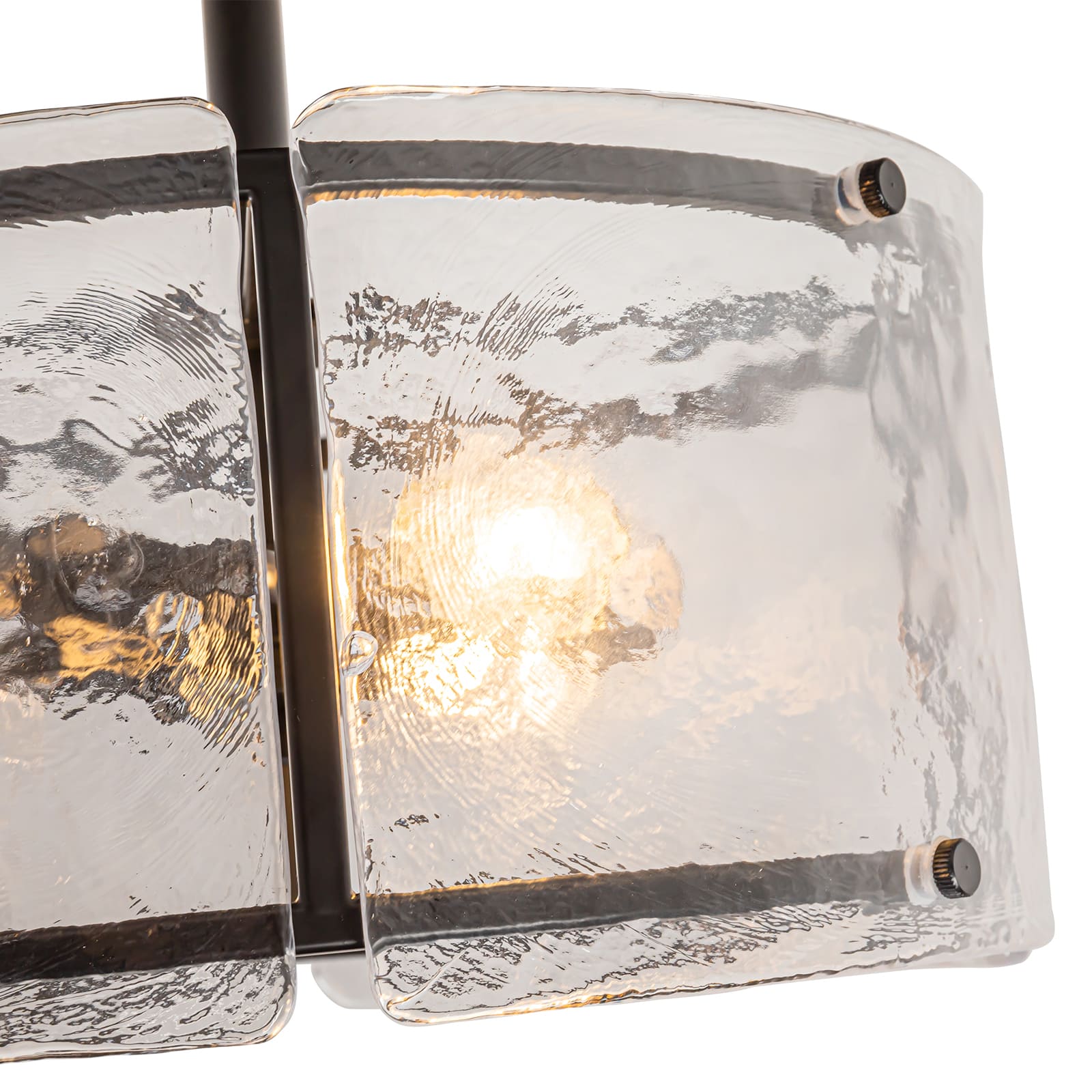 Glowlings 3-Light Modern 12"Wide Drum Black Water Ripple Glass Semi Flush Mount