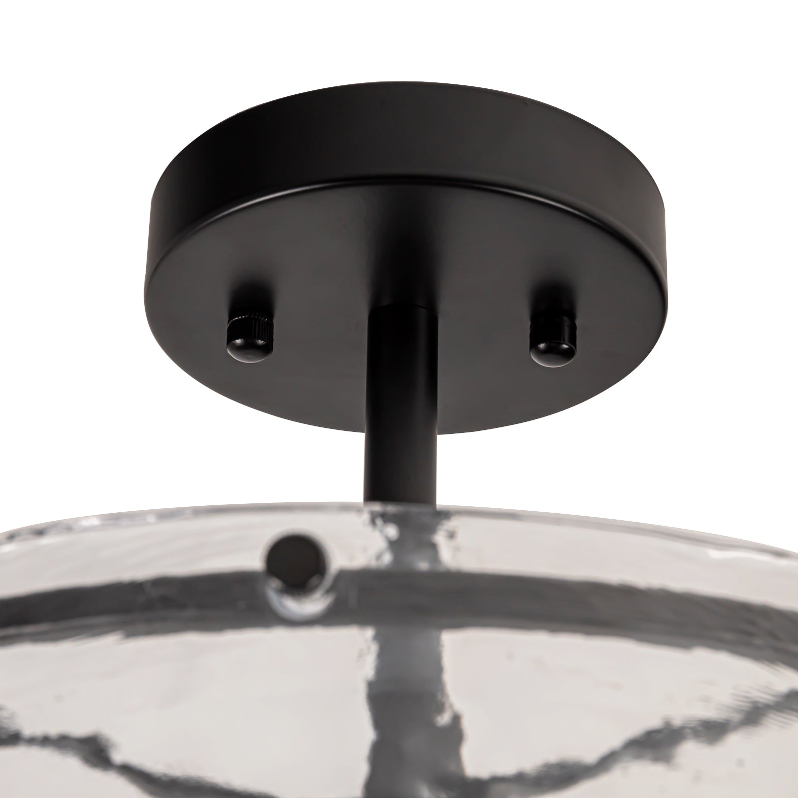 Glowlings 3-Light Modern 12"Wide Drum Black Water Ripple Glass Semi Flush Mount