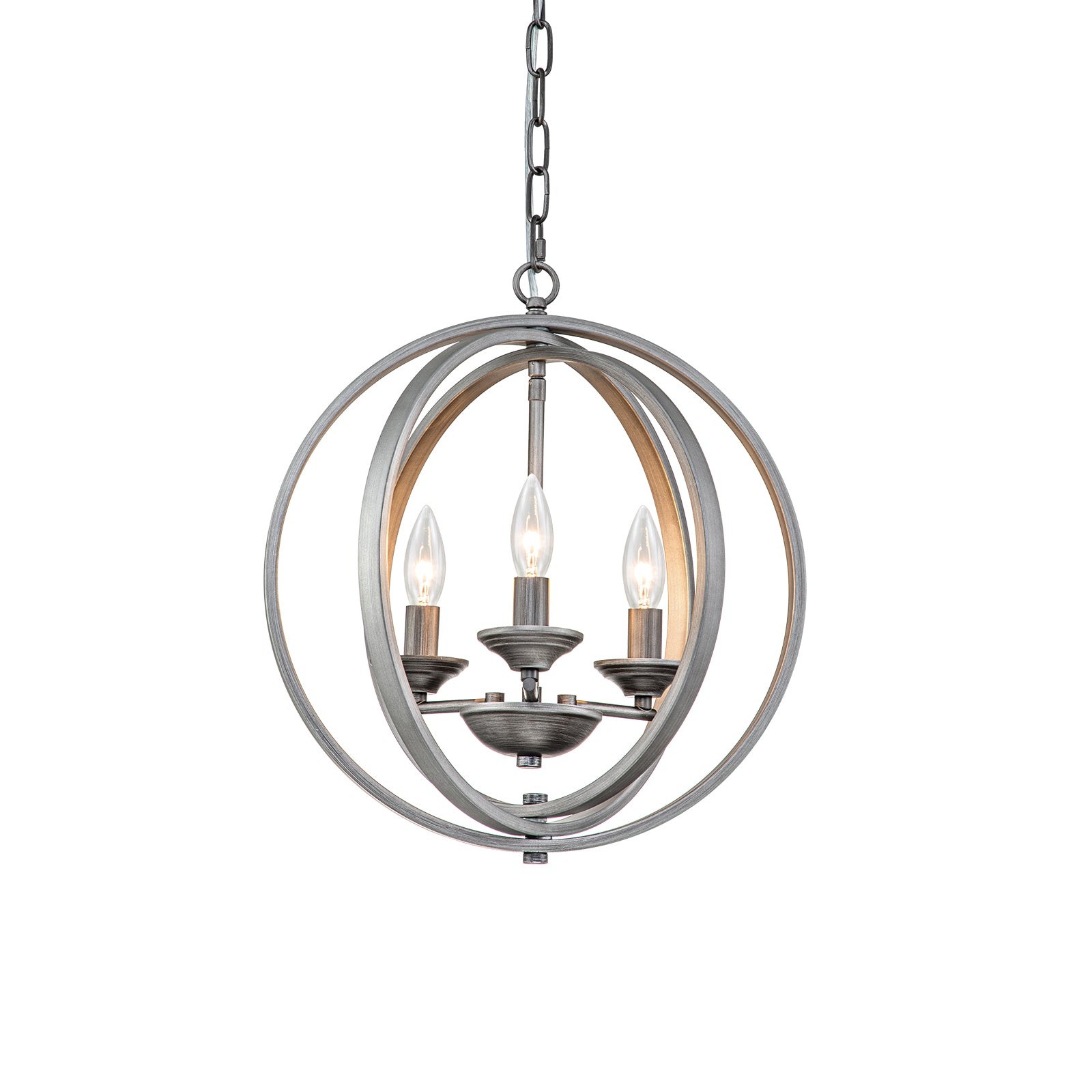 Glowlings 3-Light Vintage 16"Wide Candle Style Unique Sphere Chandelier