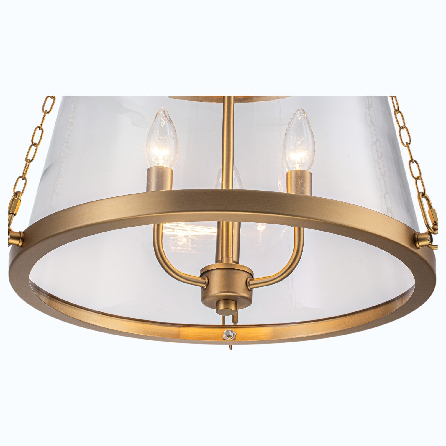 Glowlings 3-Light Classic Brushed Gold Chain Clear Tapered Glass Drum Chandelier
