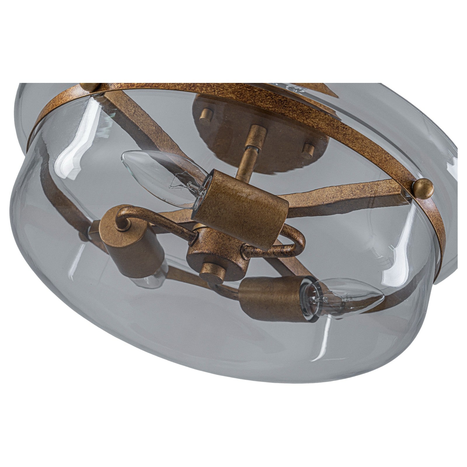 Glowlings 3-Light Farmhouse 15"Wide Aged Brass Glass Bowl Shaped Semi Flush Mount