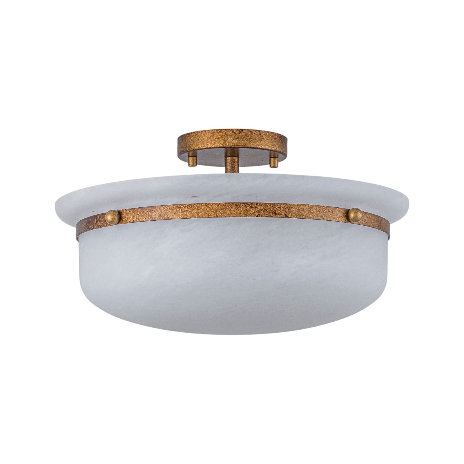 Glowlings 3-Light Farmhouse 15"Wide Aged Brass Glass Bowl Shaped Semi Flush Mount