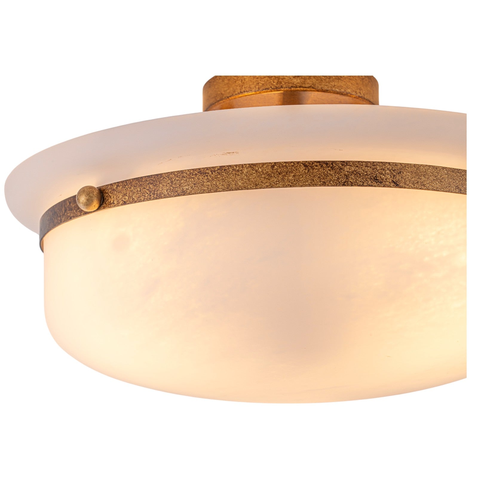 Glowlings 3-Light Farmhouse 15"Wide Aged Brass Glass Bowl Shaped Semi Flush Mount