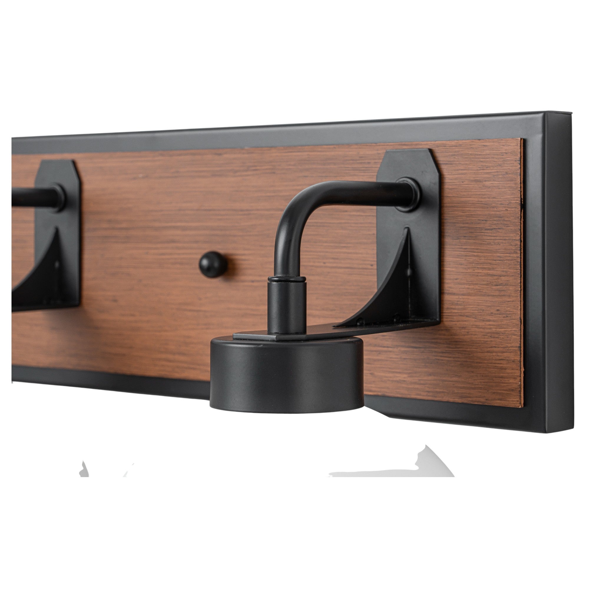 Glowlings 3-Light Farmhouse Black Wood Globe Opal Glass Bathroom Vanity Light