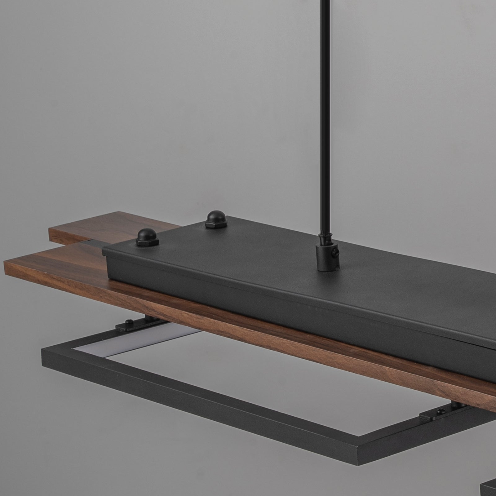 Glowlings 3-Light Farmhouse 39"Wide Dark Walnut Rectangle LED Linear Wood Pendant Light