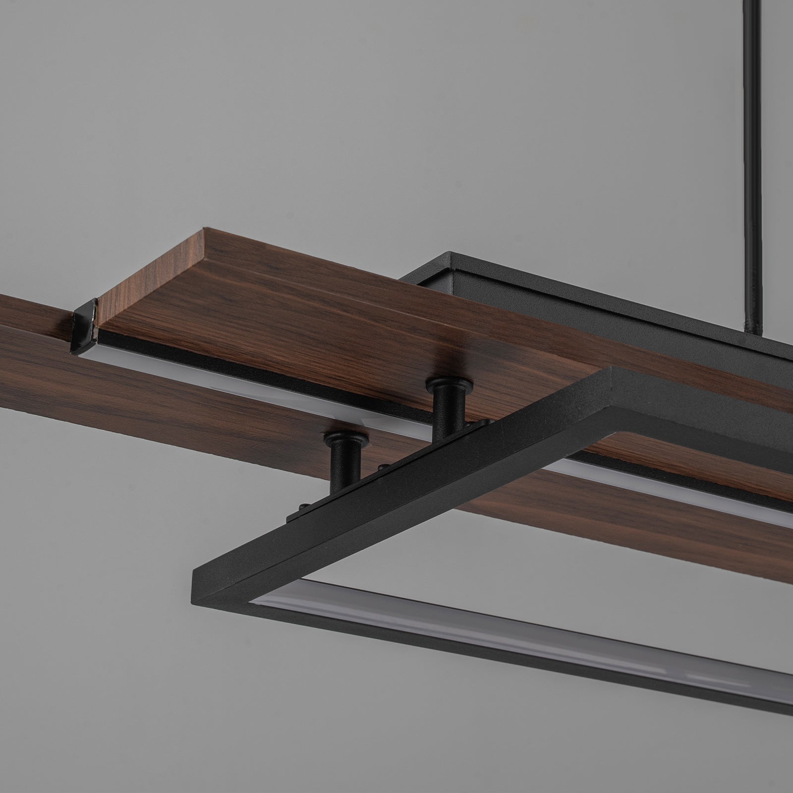 Glowlings 3-Light Farmhouse 39"Wide Dark Walnut Rectangle LED Linear Wood Pendant Light