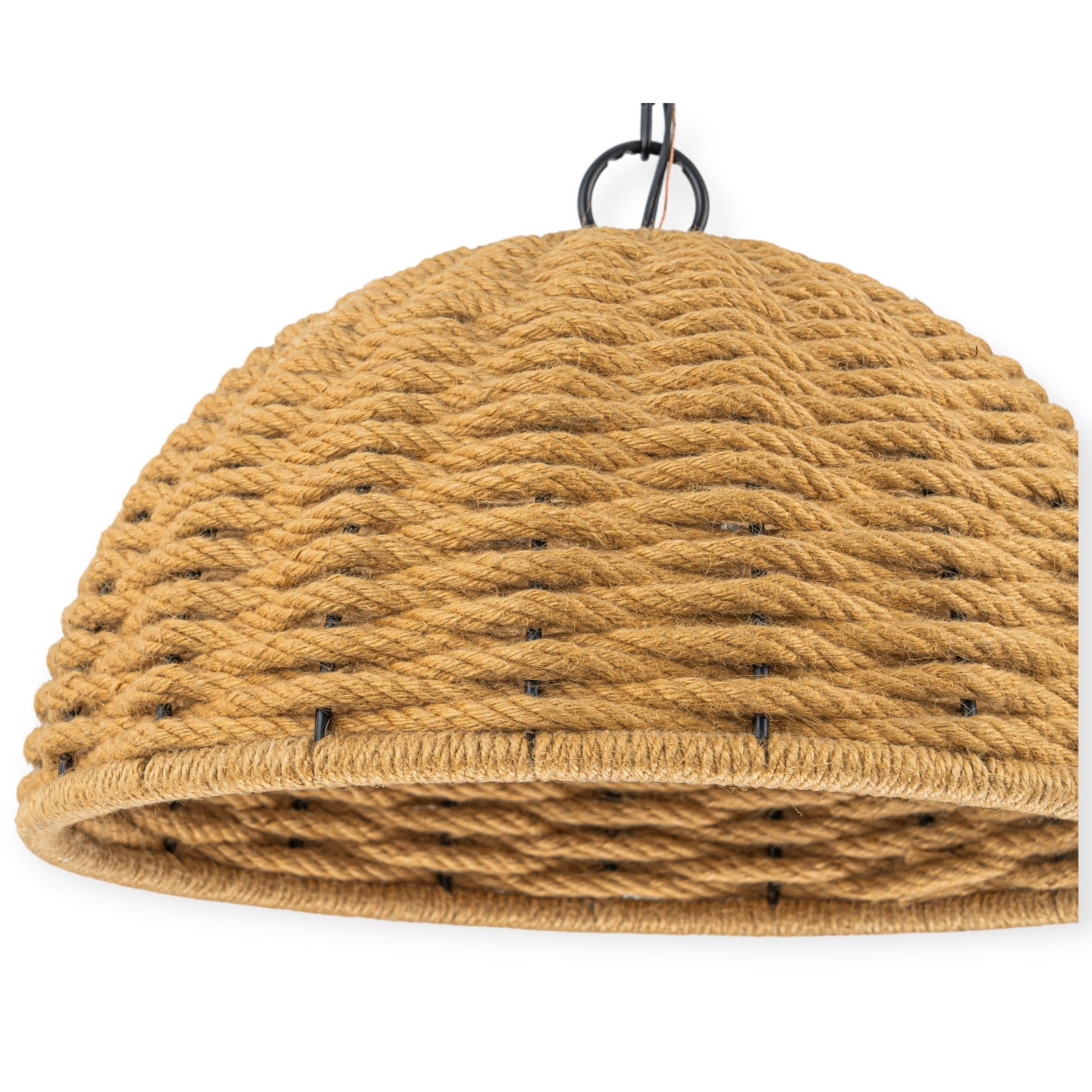 Glowlings 3-Light Farmhouse 18"Wide Natural Hand-Woven Rattan Rope Dome Pendant Light